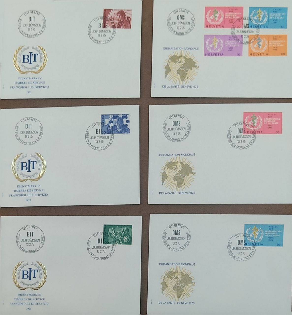 6 عدد پاکت مهر روز سوئیس 1975