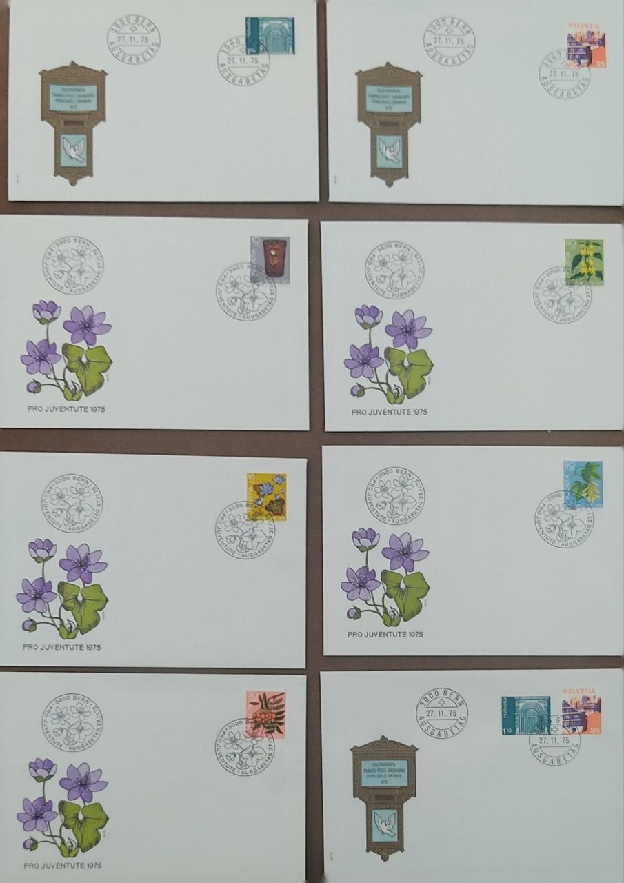 8 عدد پاکت مهر روز سوئیس 1975