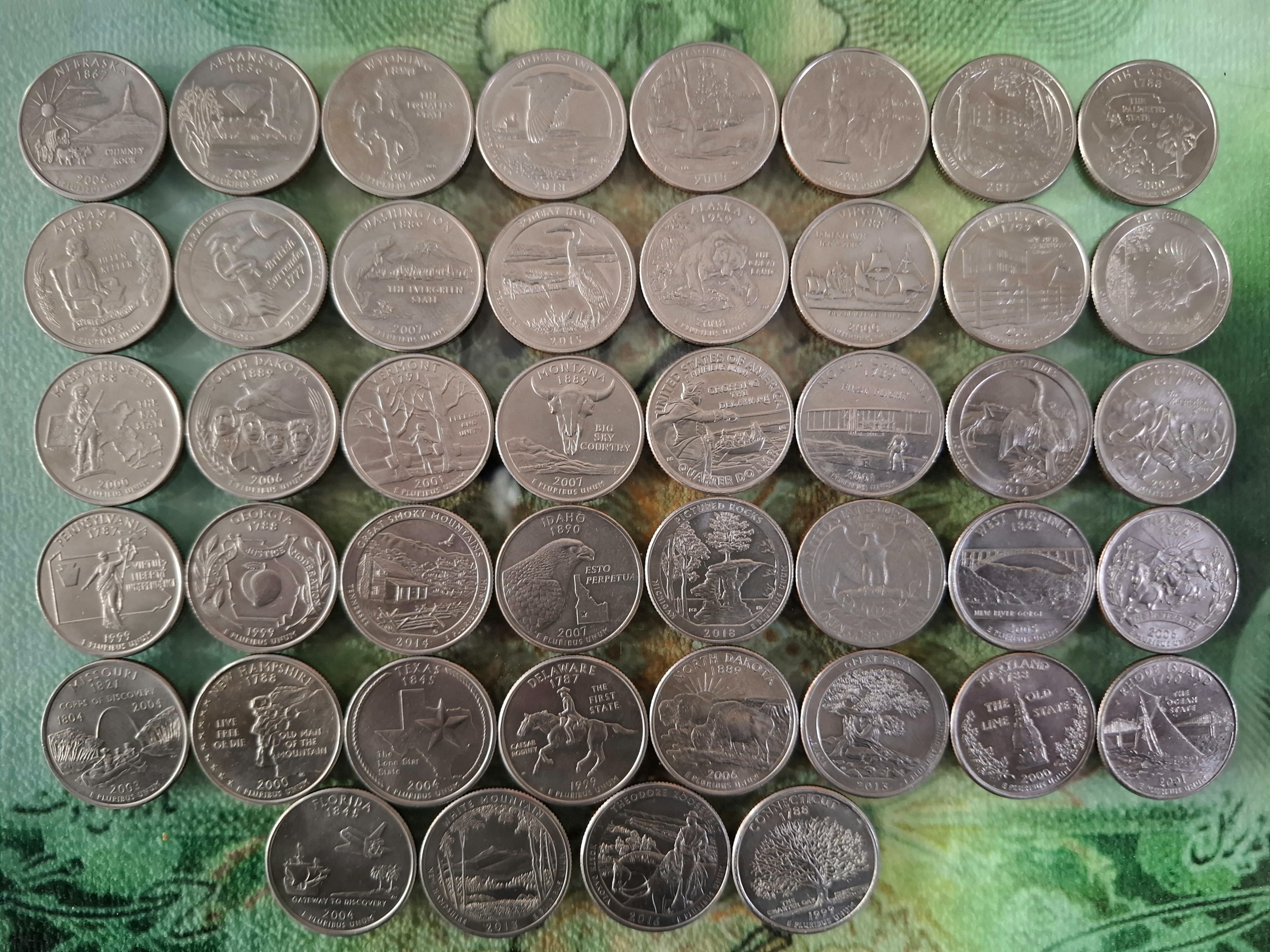 مجموعه کمیاب 44 عدد سکه 25 سنت ایالات امریکا