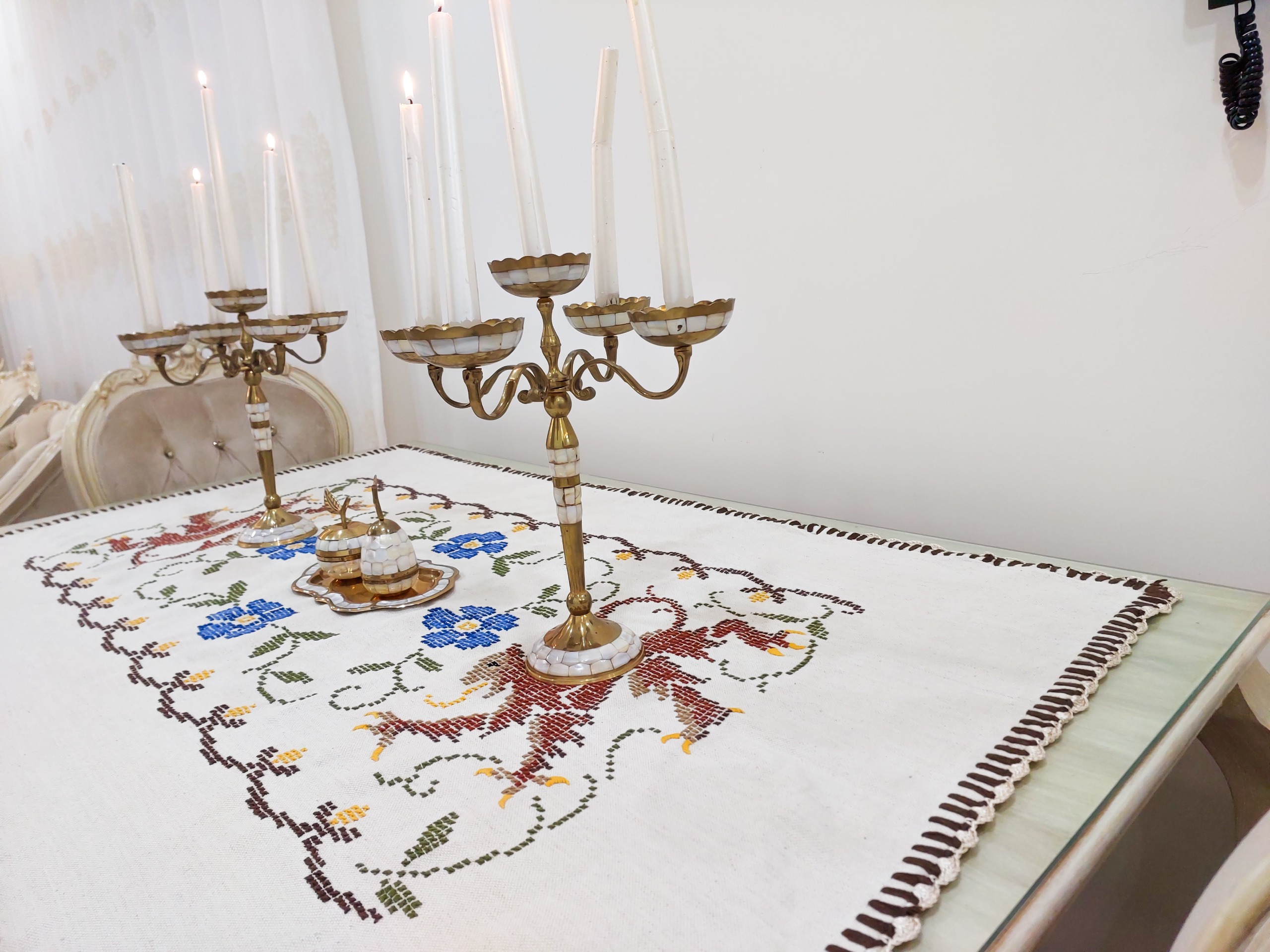 رومیزی 6 نفره شماره دوزی شده