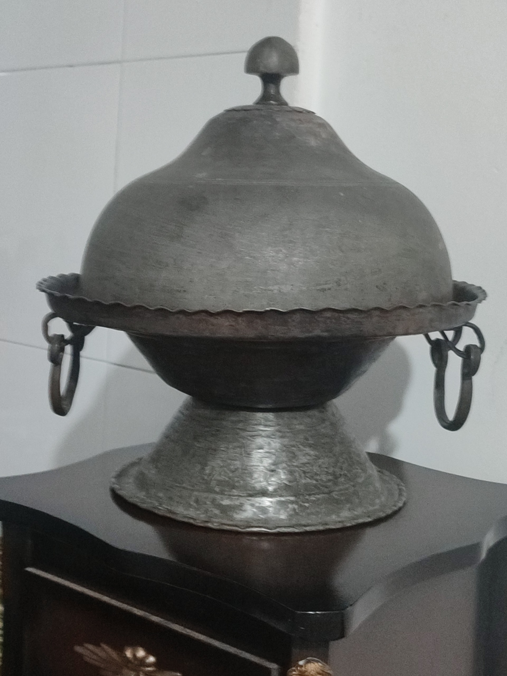 منقل تالشی مسی قاجاریه با در پوش