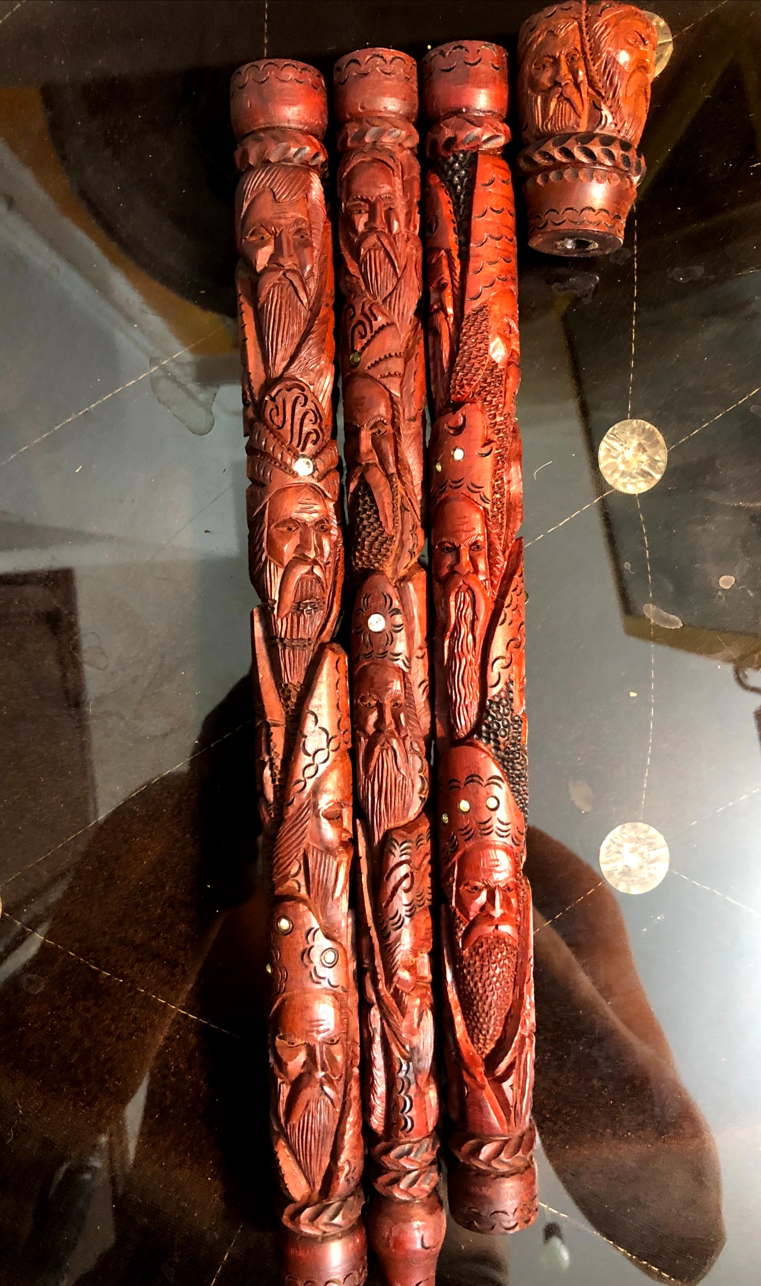 عصاچوب عناب سرخ آنتیک 4تیکه بینظیر وکمیاب