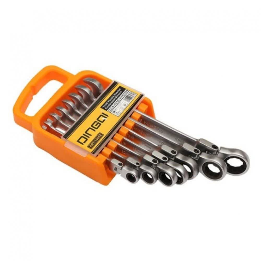 ست 7 گانه آچار رینگی جغجغه ای تاشو و تخت دینگشی