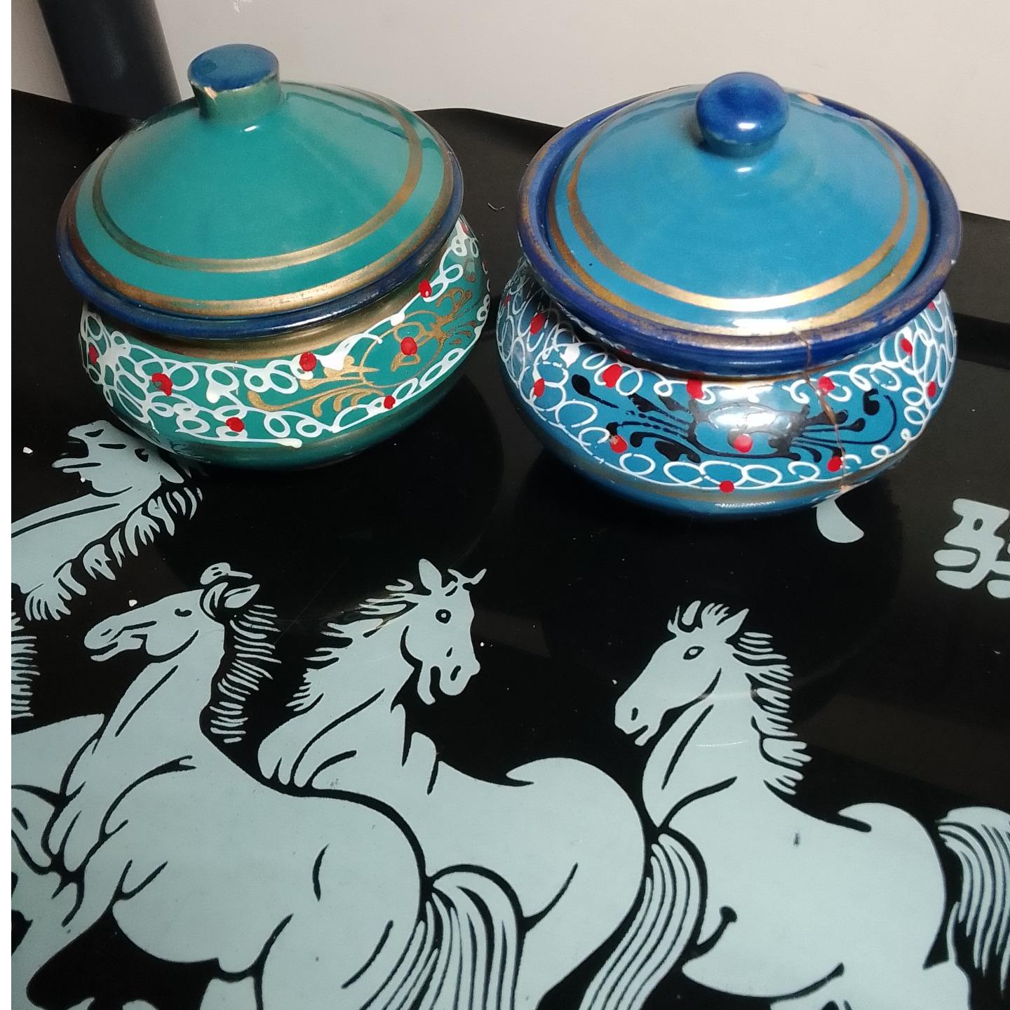 قندان سفالی با لعاب عالی 2 عدد