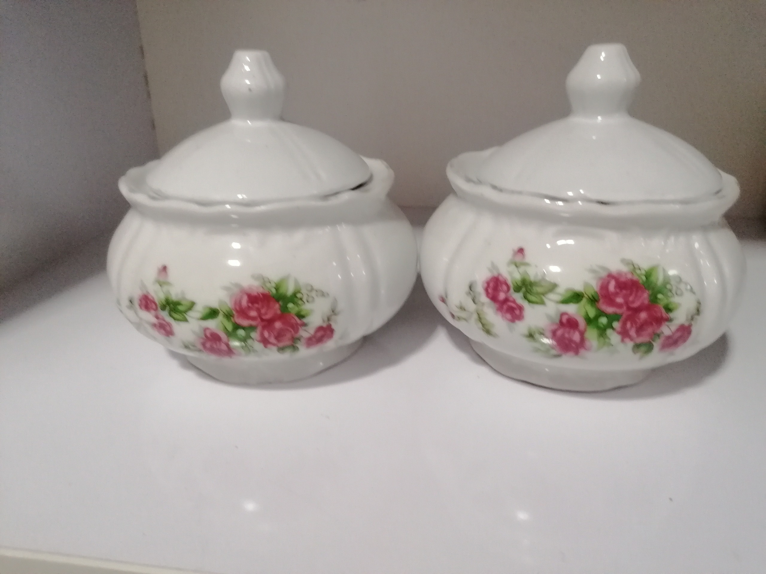 قندان چینی گلسرخی