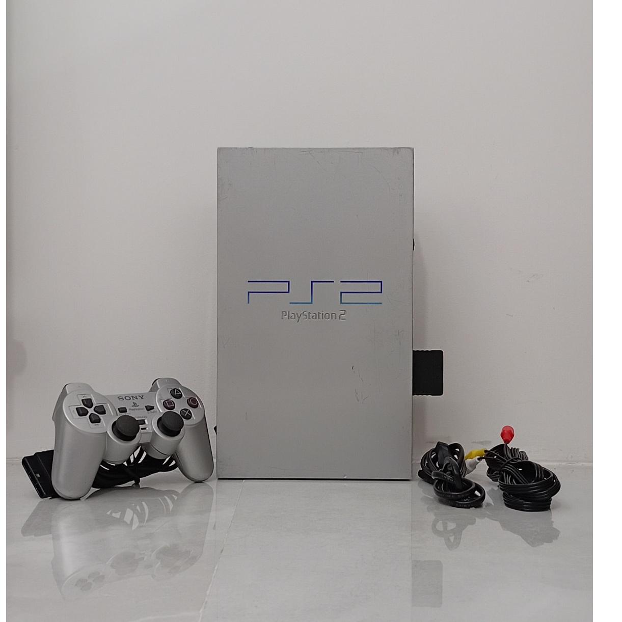 PS2 فت Silver با دسته و فلش و مموری برنامه فلشخور