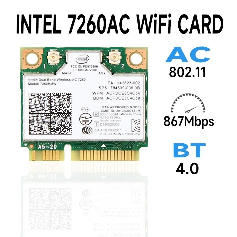 کارت وایرلس Intel Dual Band AC 7260 Mini PCI