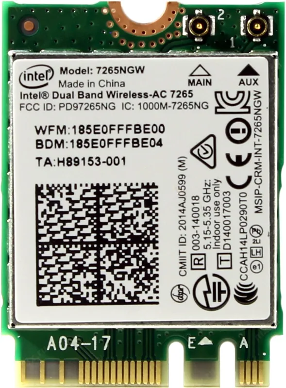 کارت وایرلس Intel Dual Band Wireless-AC 7265 M.2