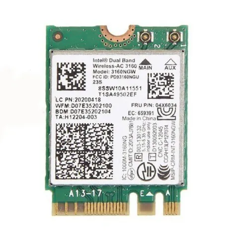 کارت وایرلس Intel Dual Band Wireless-AC 3160 NGW