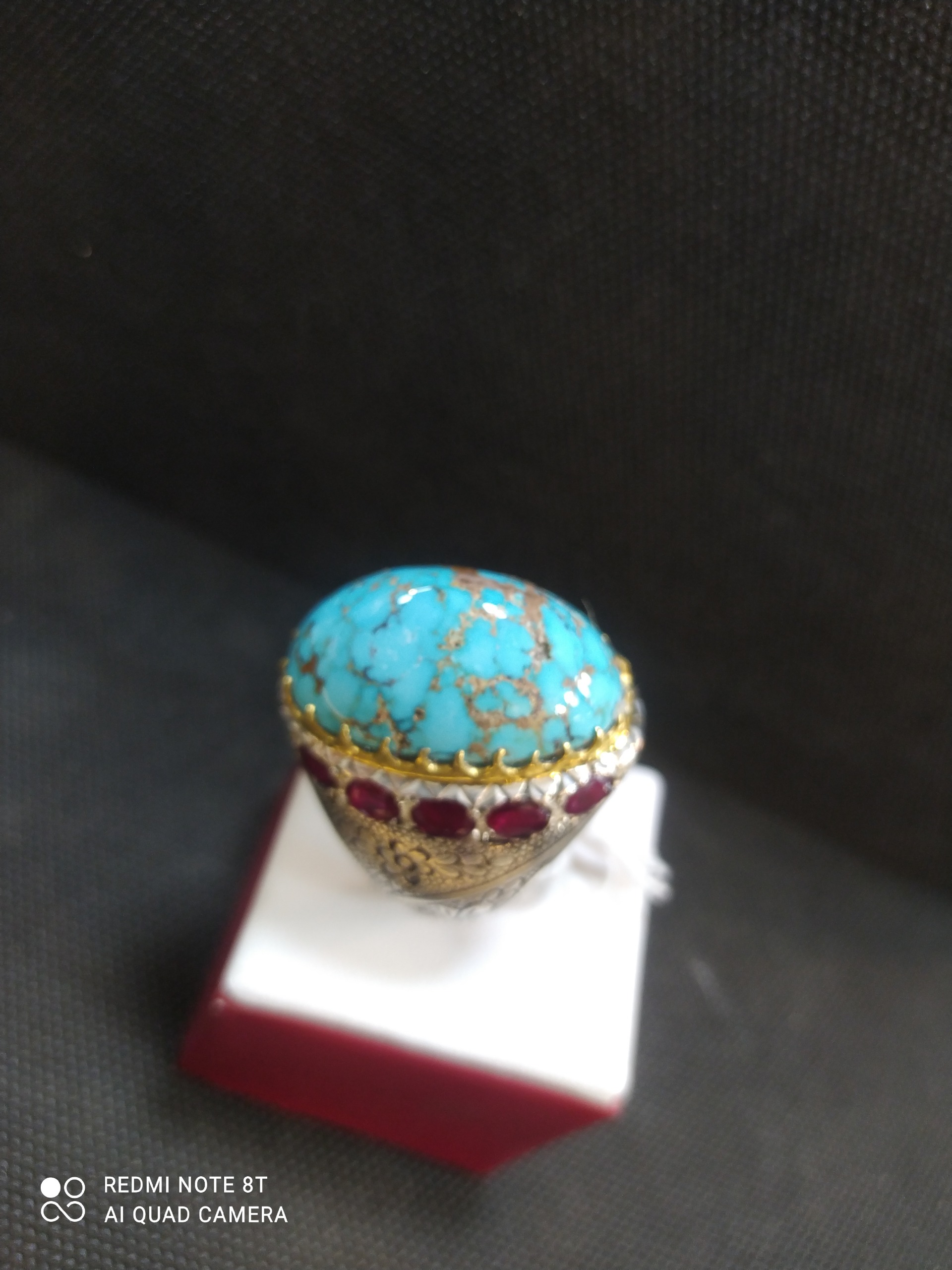 انگشتر نقره مردانه فاخر با سنگ فیروزه نیشابورعجمی