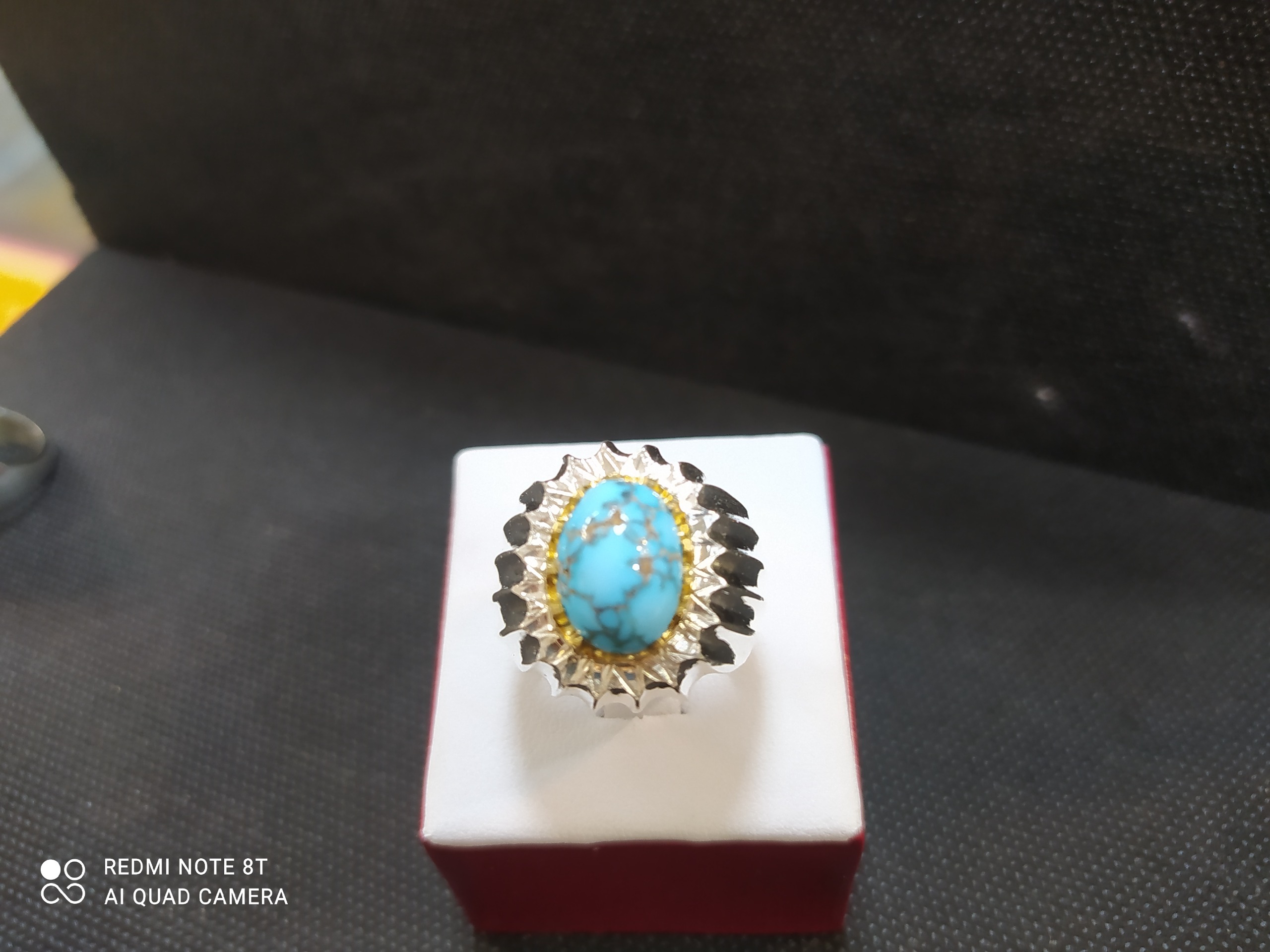 انگشتر نقره مردانه فاخر با سنگ فیروزه نیشابورفاخر