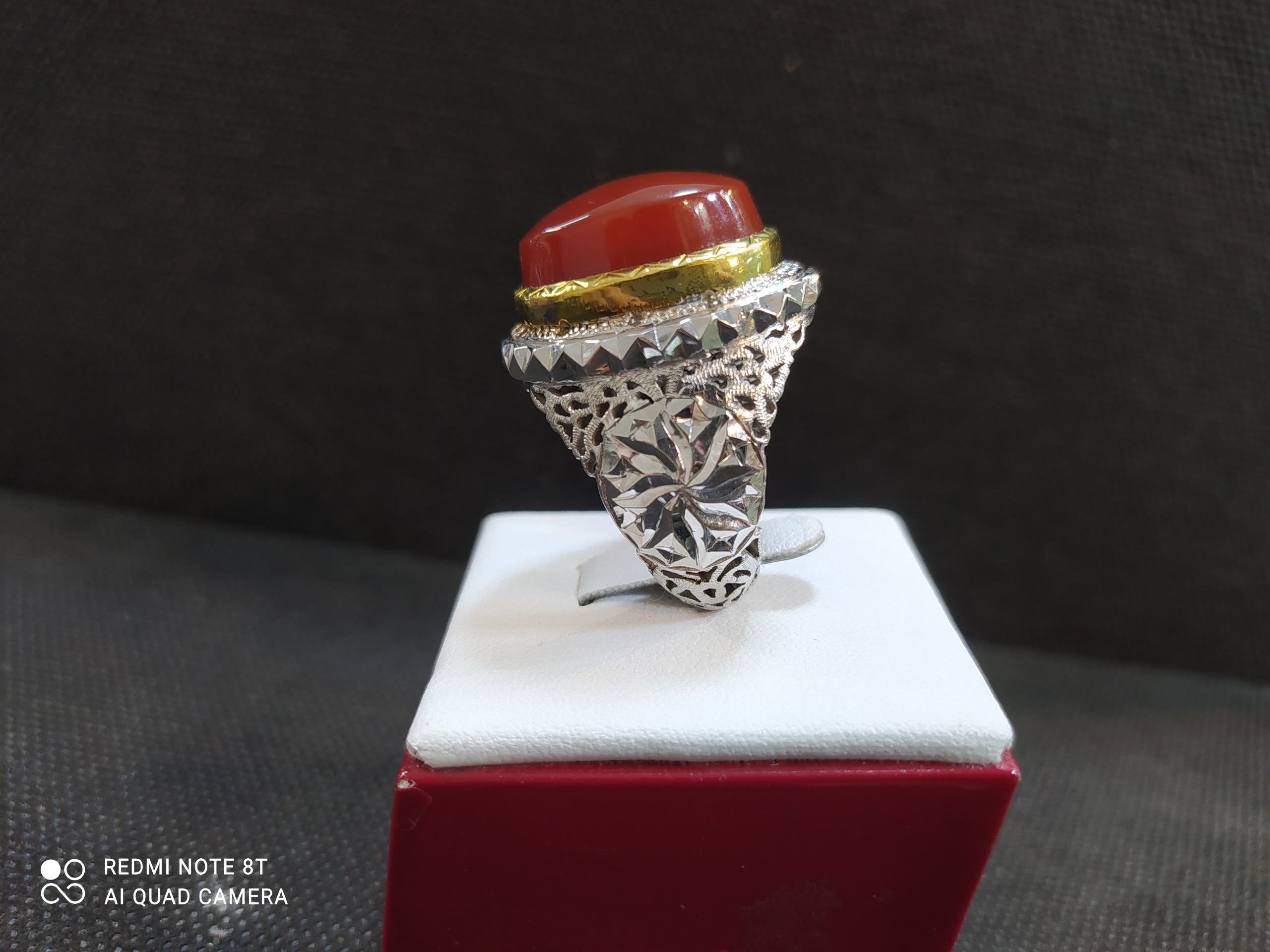 انگشتر نقره مردانه فاخر با سنگ عقیق یمنی سرخ