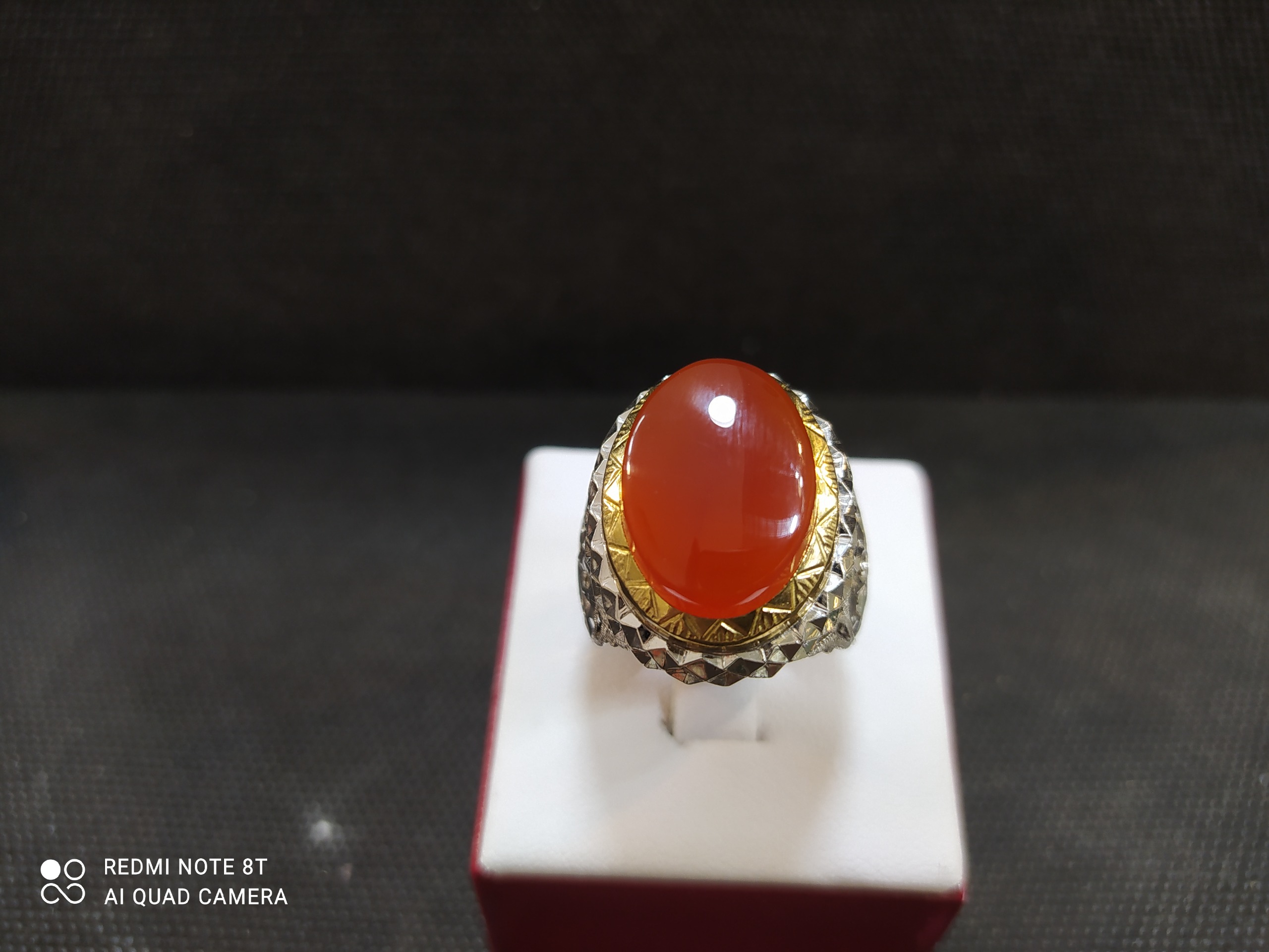 انگشتر نقره مردانه فاخر با سنگ عقیق یمنی سرخ