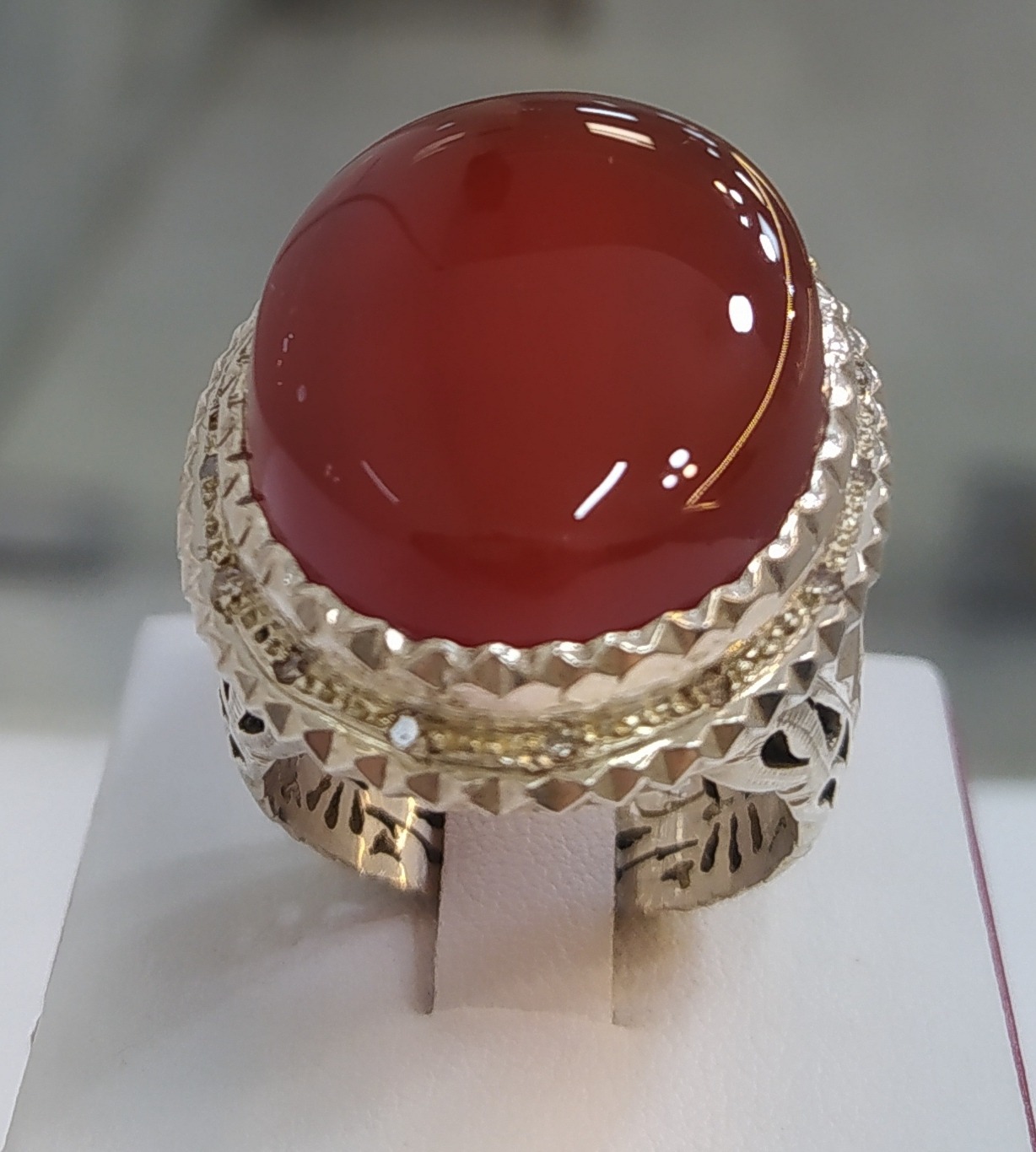 انگشتر نقره مردانه عقیق یمنی سرخ