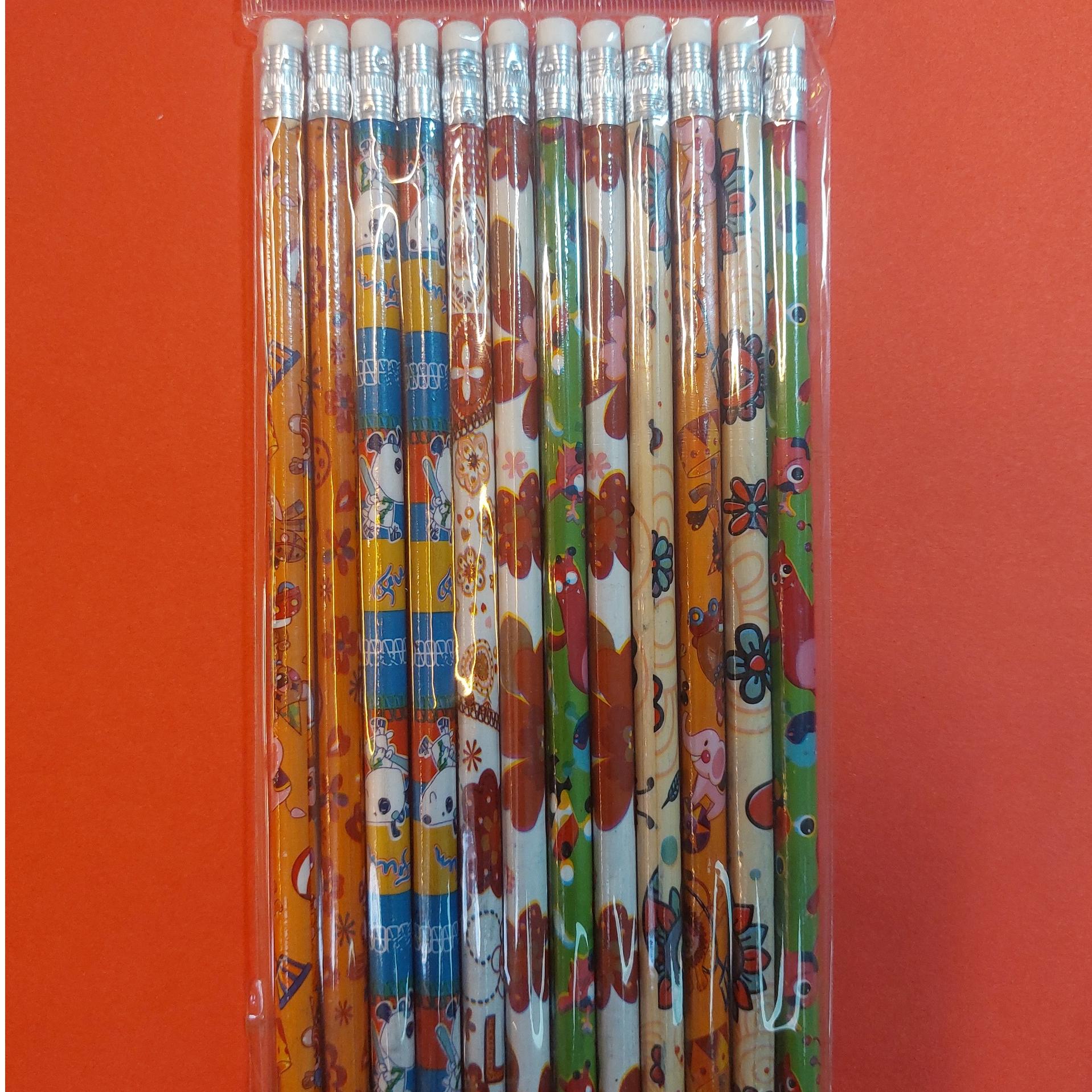 مداد سیاه پاک کن دار فانتزی (بسته 12 عددی)