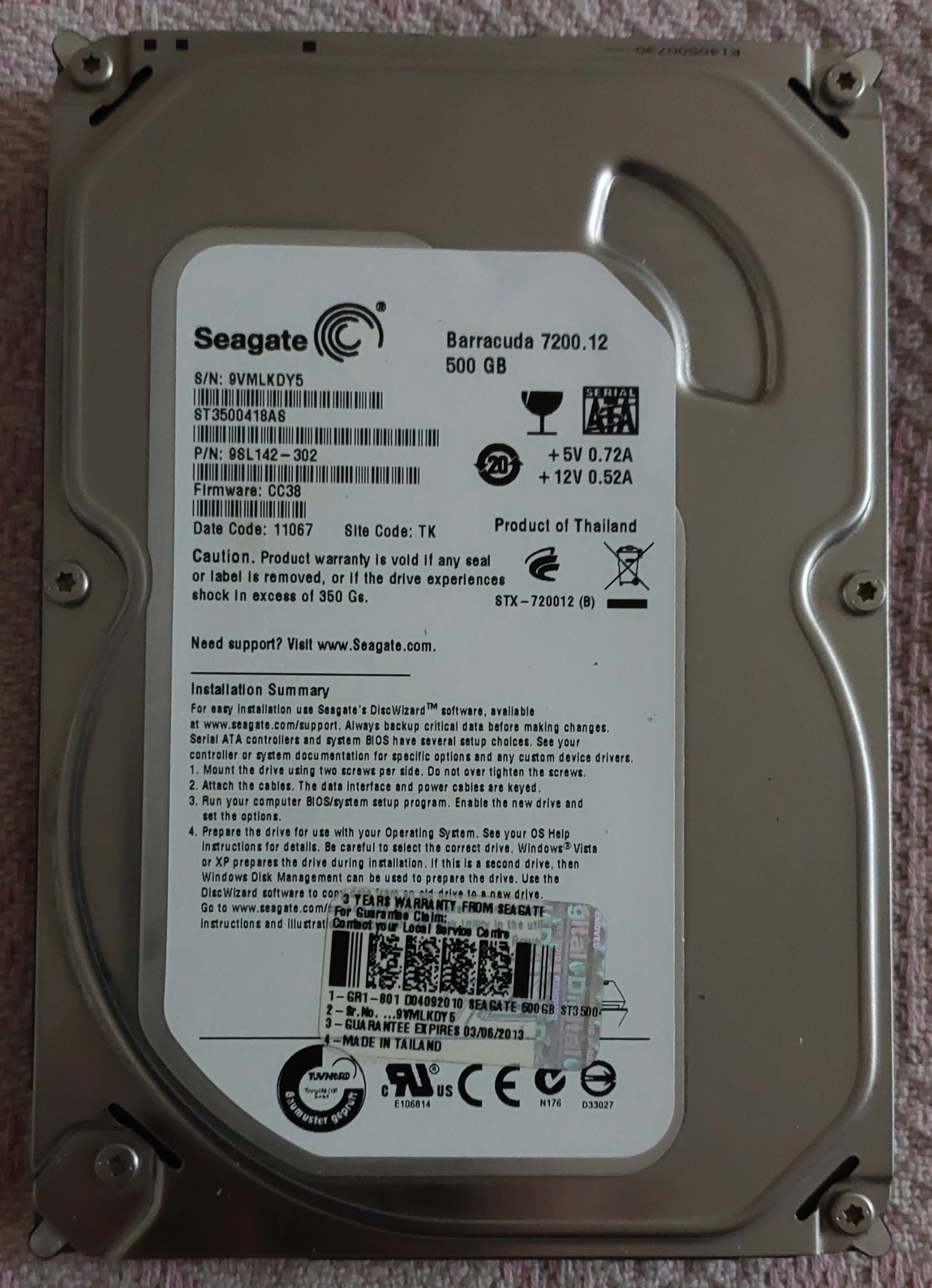 2 عدد هارد 500 گیگ Seagate
