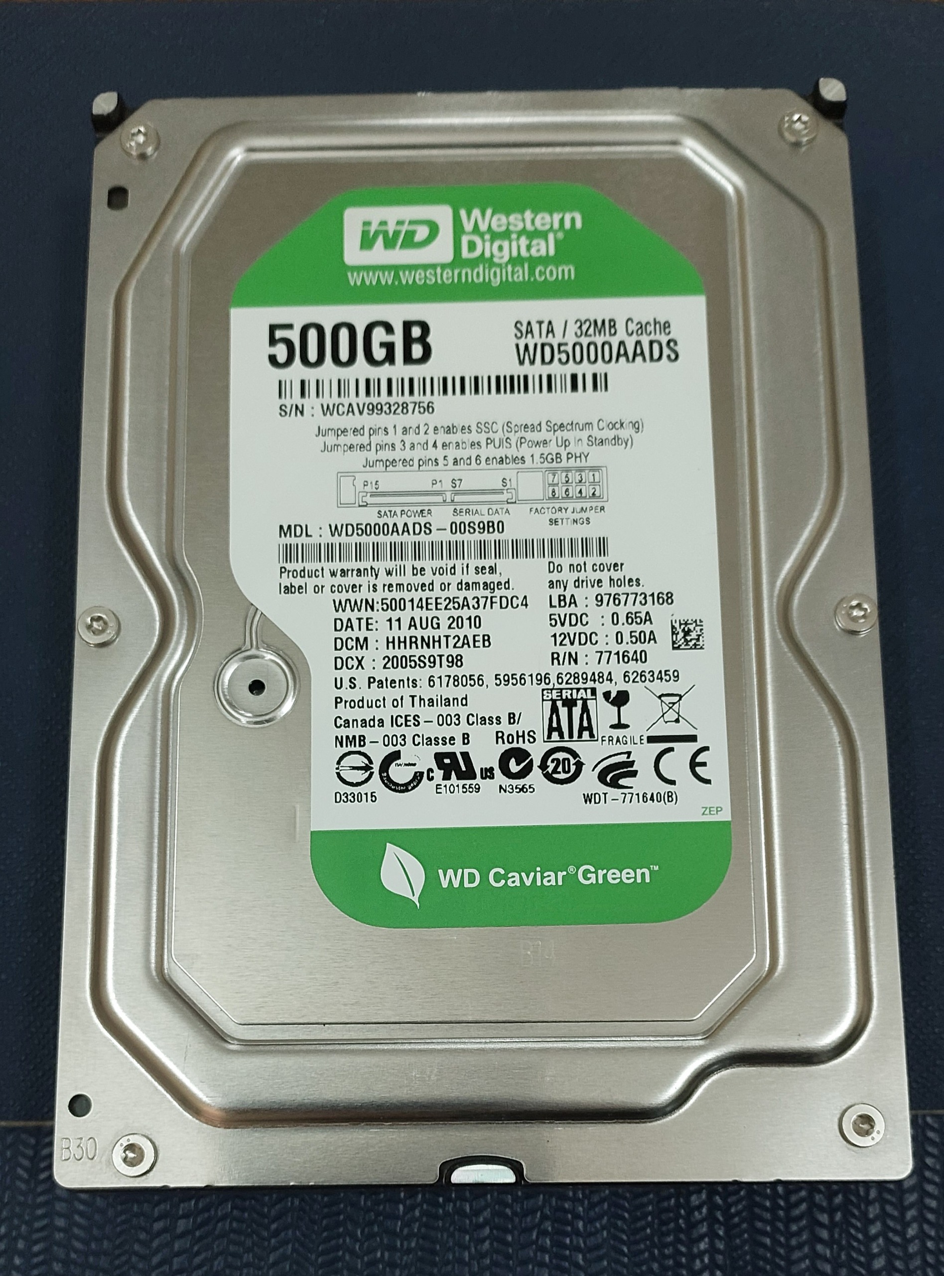 هارد 500 گیگابایت وسترن دیجیتال گرین (Green)