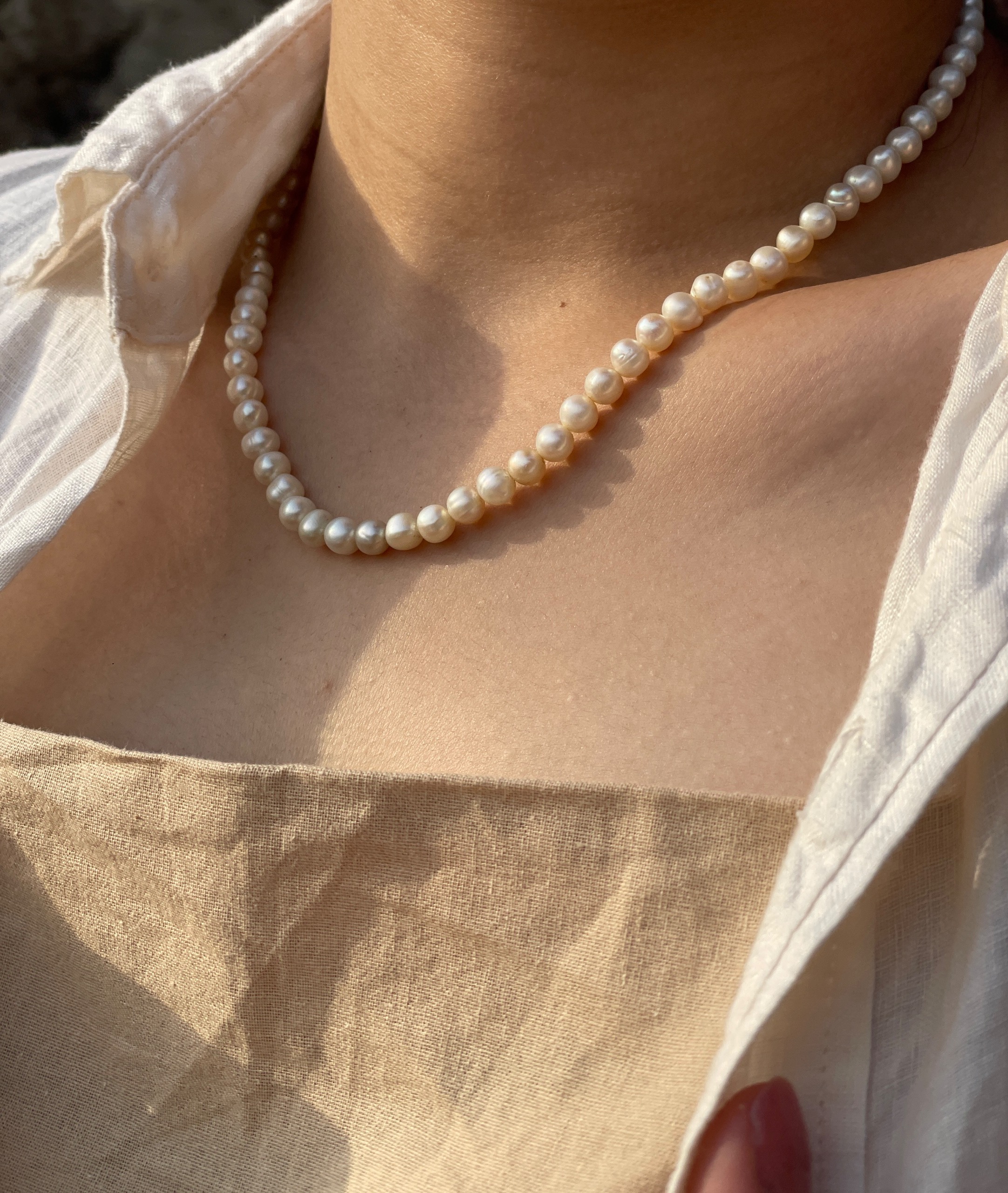 ست گردنبند و دستبند مروارید اصل