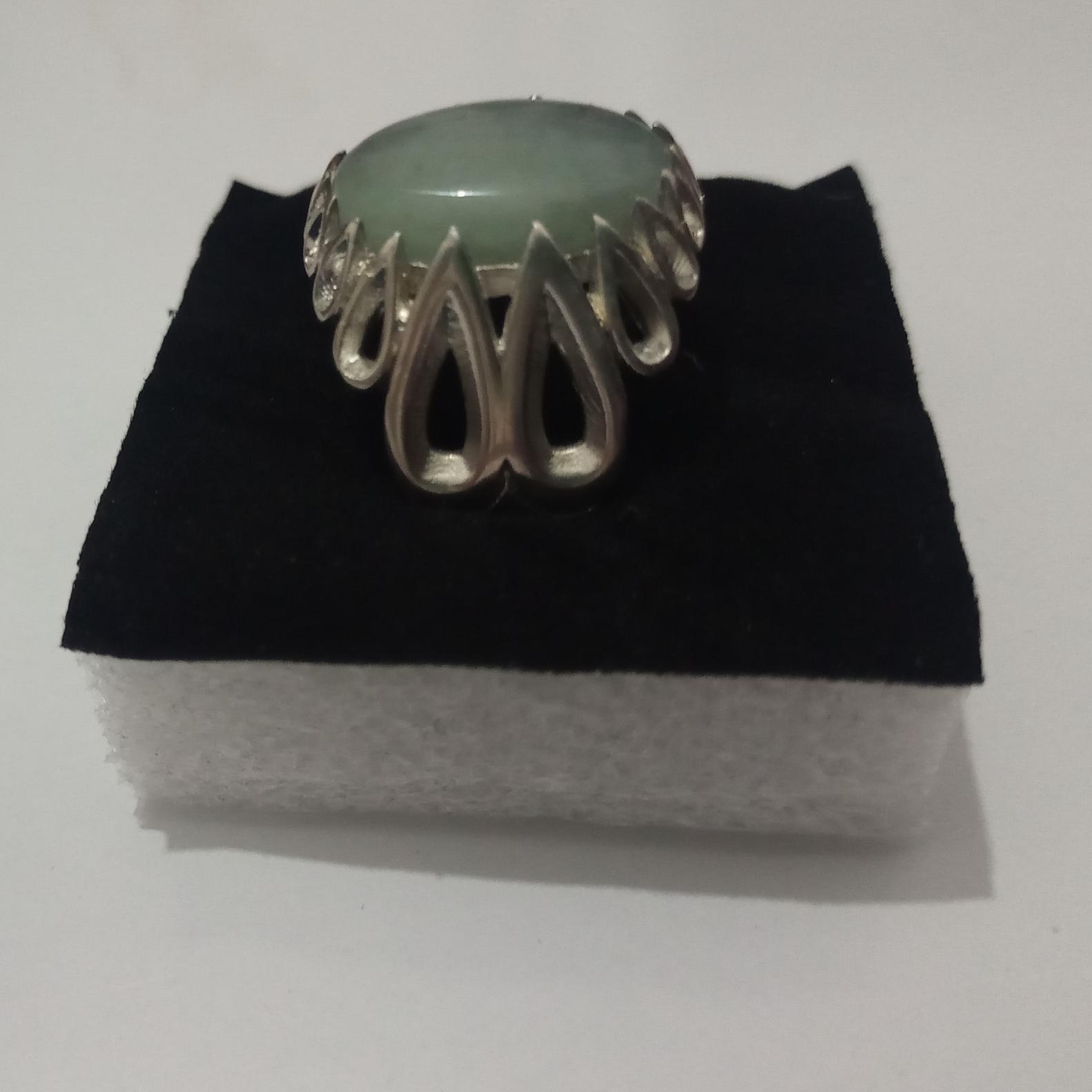 انگشتر طلاروس با روکش نقره با نگین آکوامارین