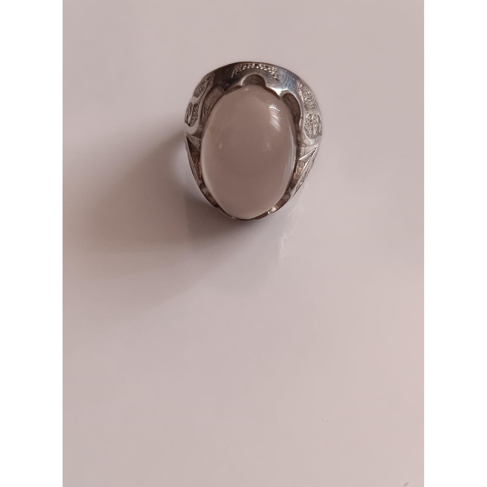 انگشتر طلاروس با روکش نقره با نگین آبدار