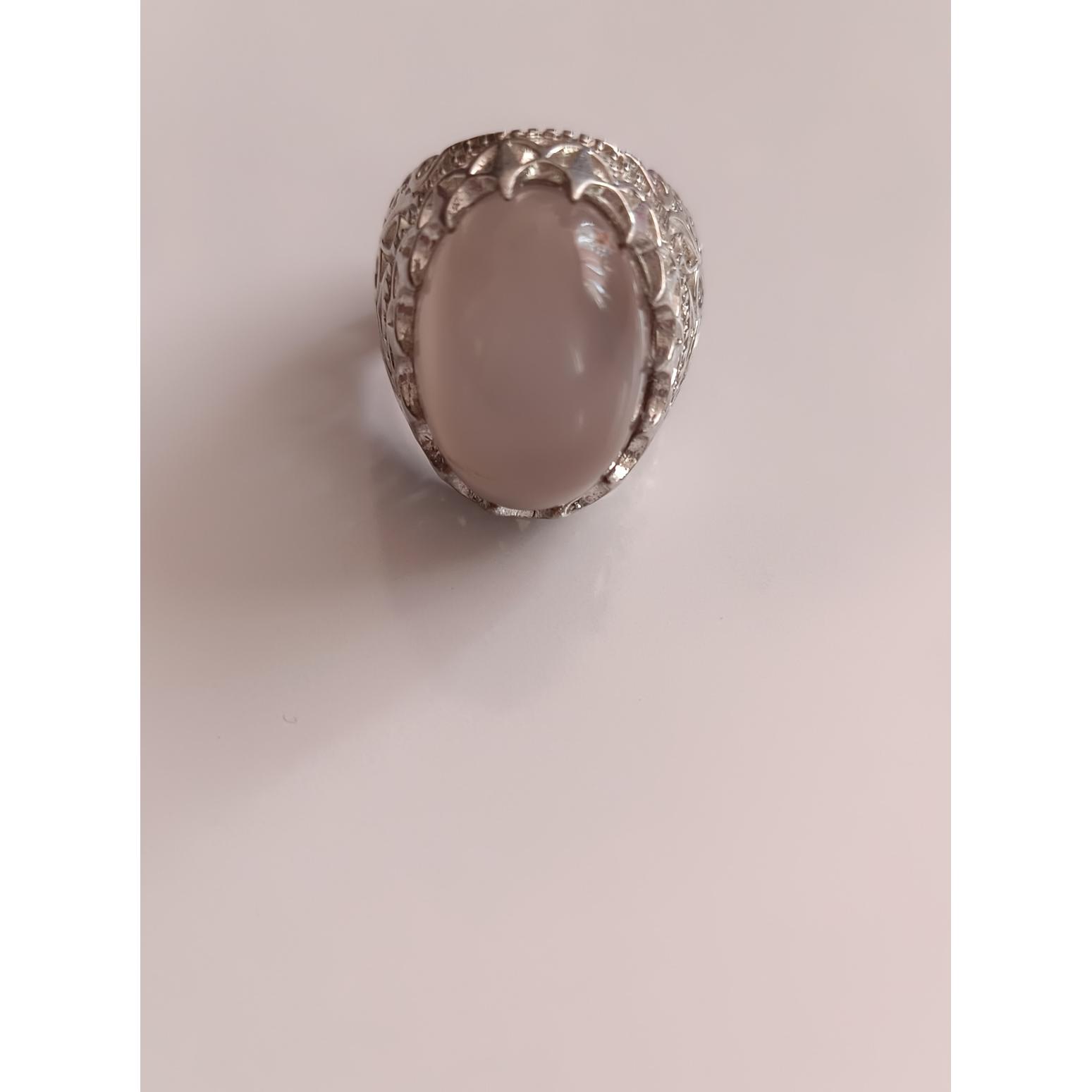 انگشتر طلاروس با روکش نقره با نگین عقیق آبدار