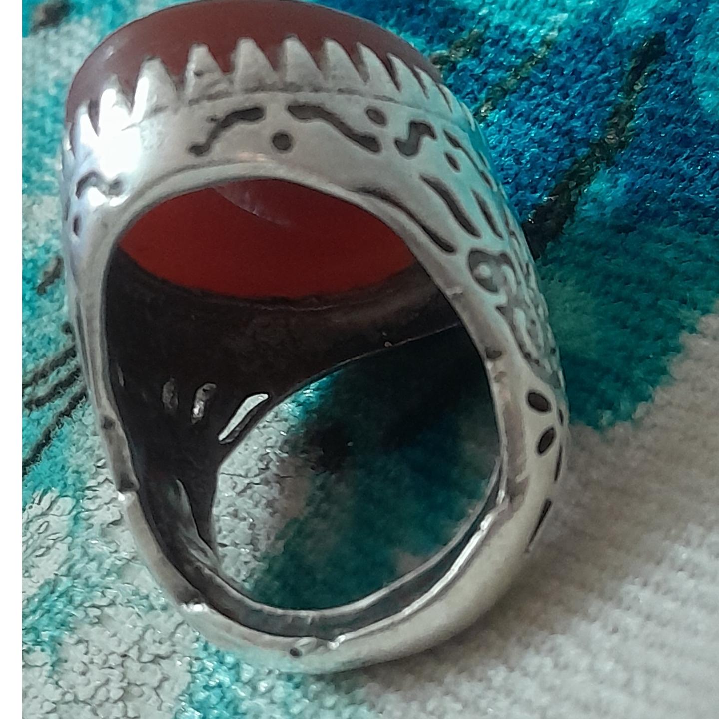 انگشتر نقره با عقیق پرتقالی25.5گرم