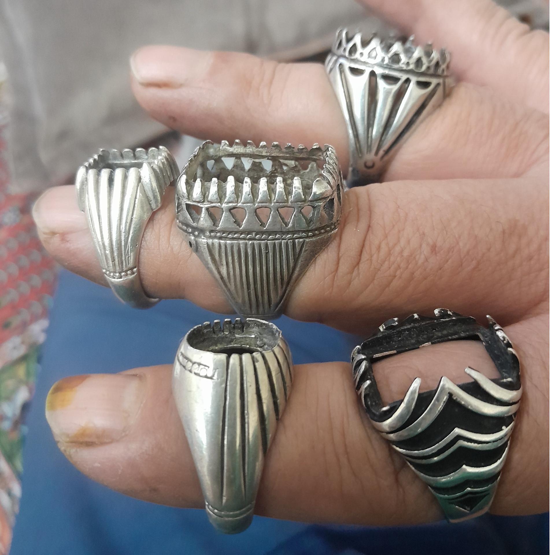 انگشتر نقره رکاب خالی 5عدد51گرمو300گرمی600