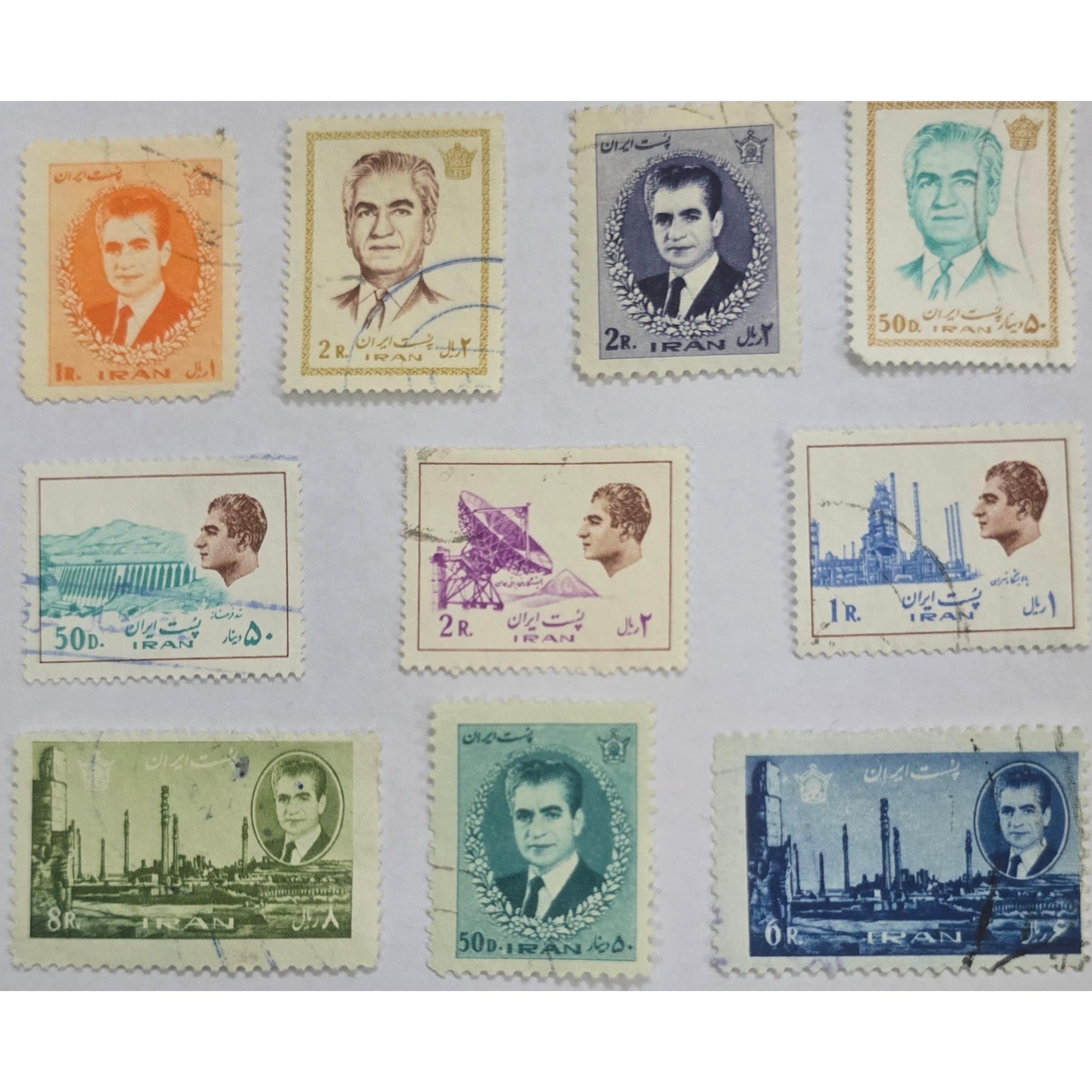 10 تمبر مهرخورده پستی پهلوی