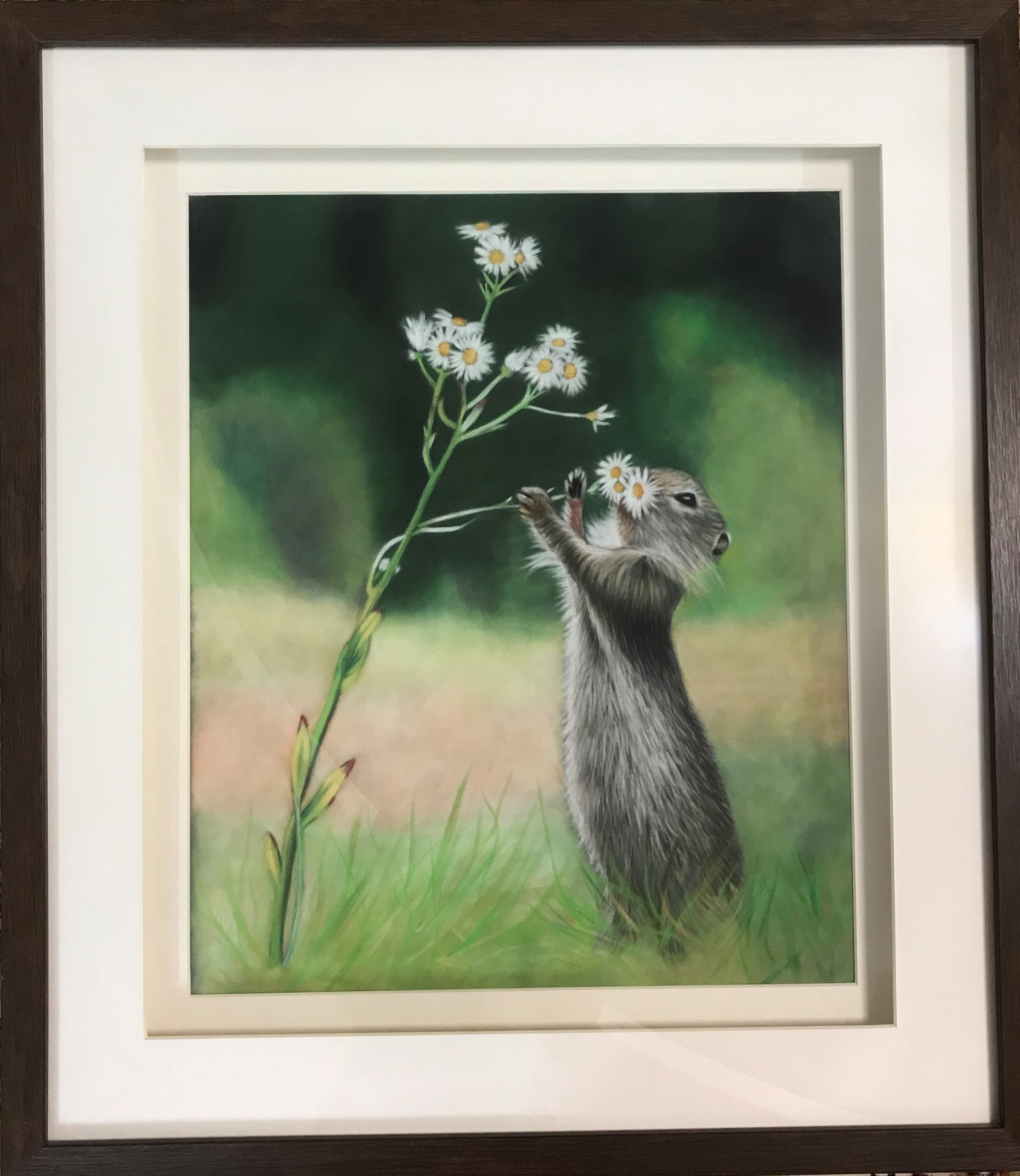 تابلو نقاشی لمس لطافت پاستل گچی روی مقوا مخمل