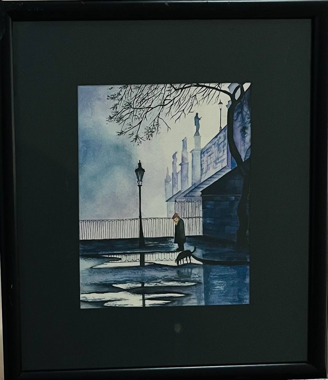 تابلو آبرنگ پیرمرد تنها