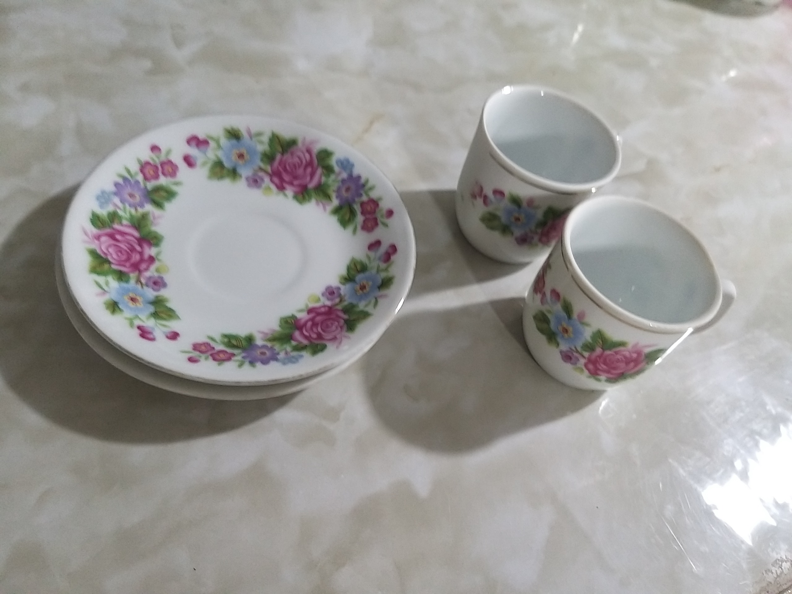 2عددست فنجان ونلبکی قهوه طرح ترمه قدیمی