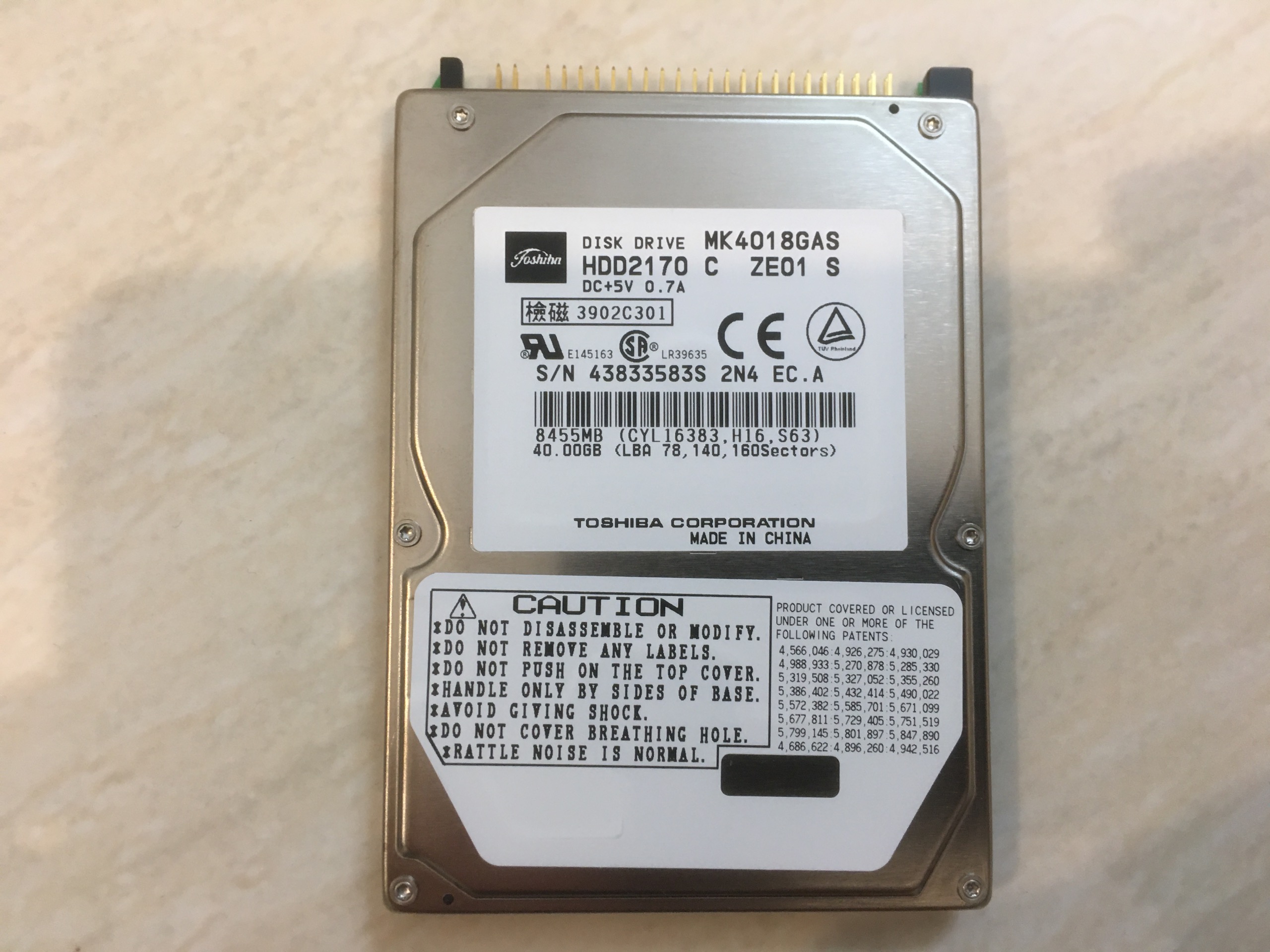 هارد ide لپ تاپی توشیبا 40GB کاملا سالم