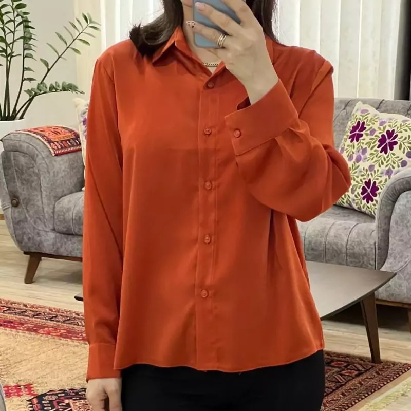 شومیز ساتن زنانه نارنجی