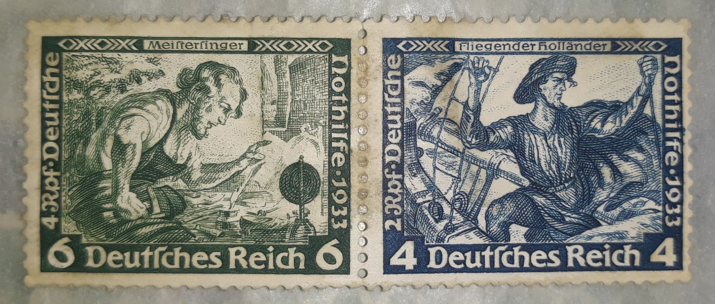 2 تمبر کمیاب واگنر 1933 رایش بیچسب ن32