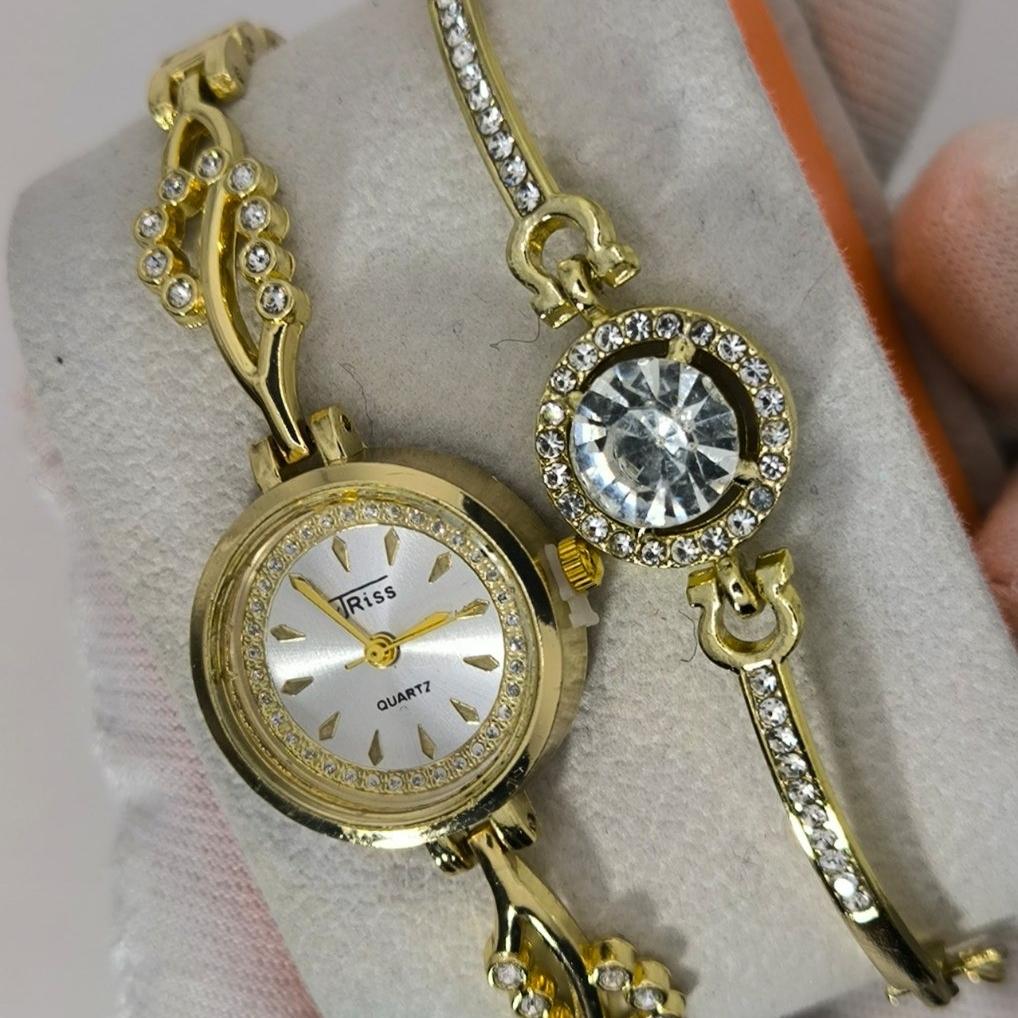 ست ساعت و دستبند نگینی کوارتز برند جریس