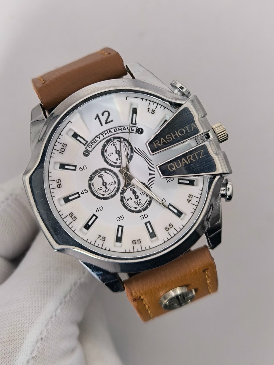 ساعت مچی دیزل DIESEL شاخدار بند چرمی موتور کوارتز