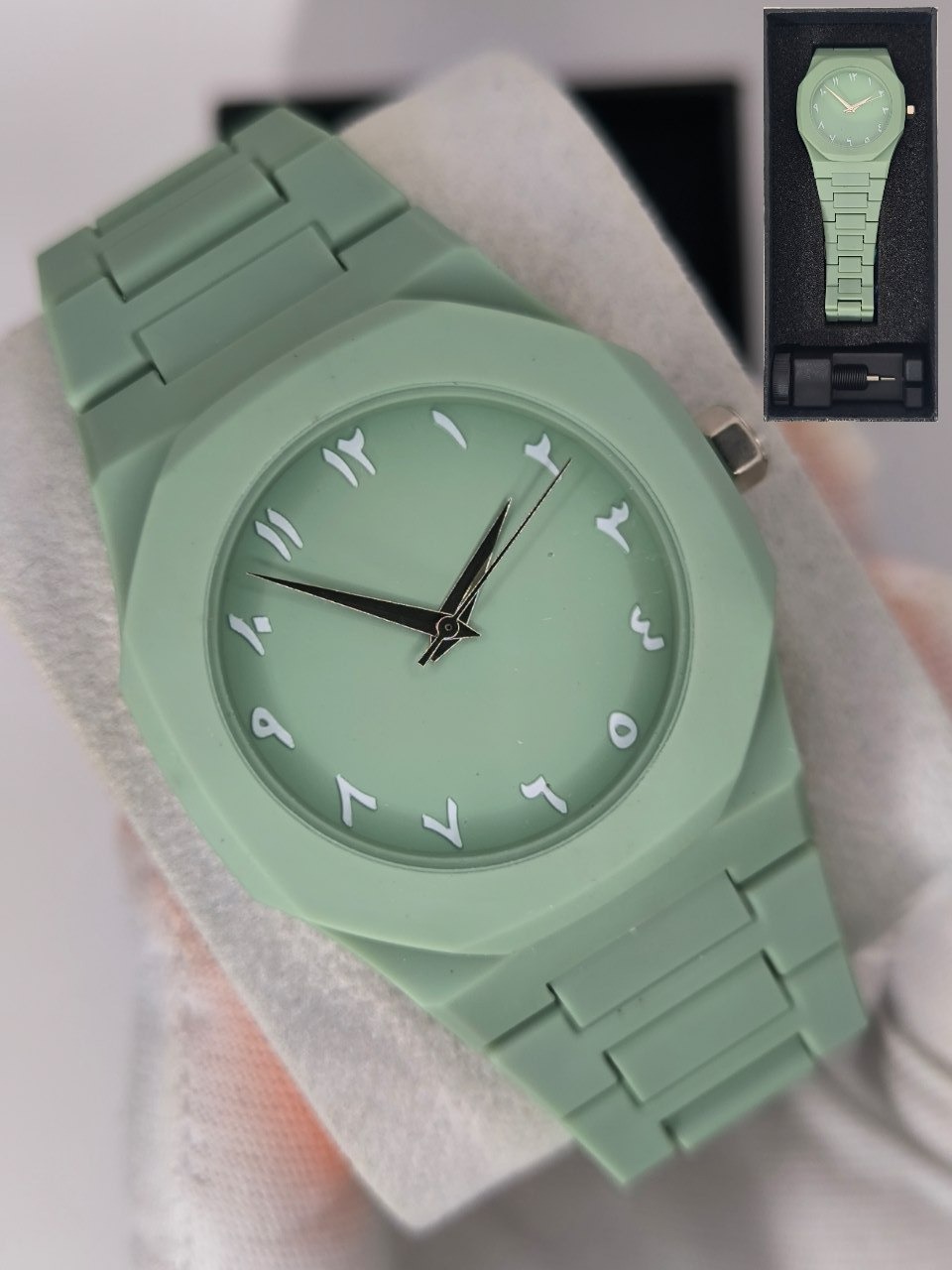 ساعت مدل دارک واچ اعداد فارسی بند کربنی رنگبندی