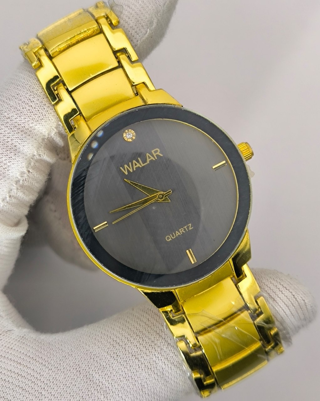 ساعت مچی مردانه برند والار WALAR بند سرامیکی طلایی