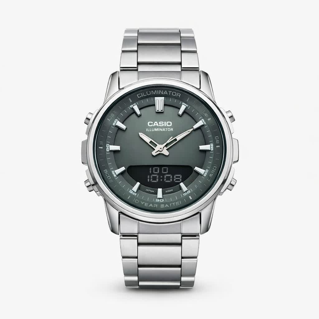 ساعت عقربه ای و دیجیتال کاسیو CASIO صفحه سبز