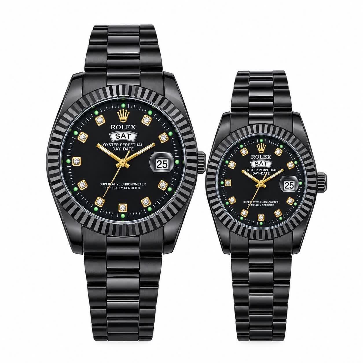 ست ساعت مچی رولکس ROLEX فول بلک دو تقویمه