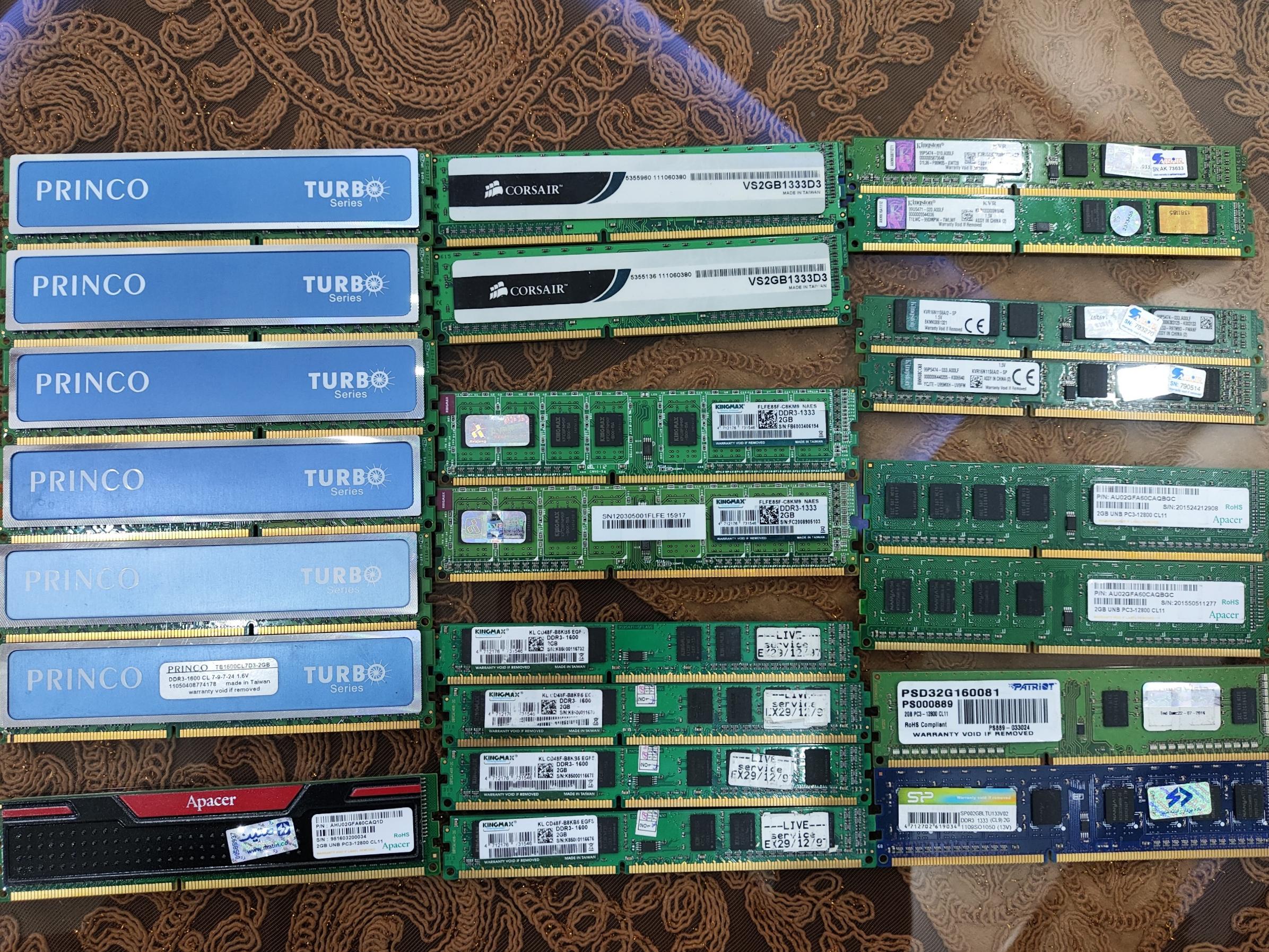 23 عدد رم ddr3 ظرفیت 2 گیگابایت