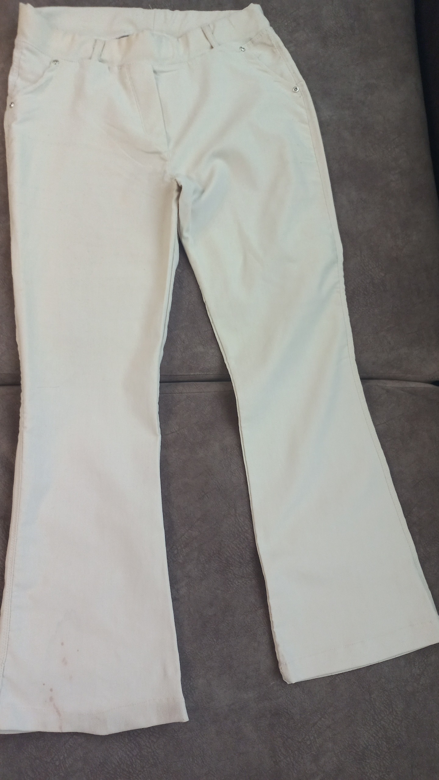 شلوار سفید پارچه کشی قد 100