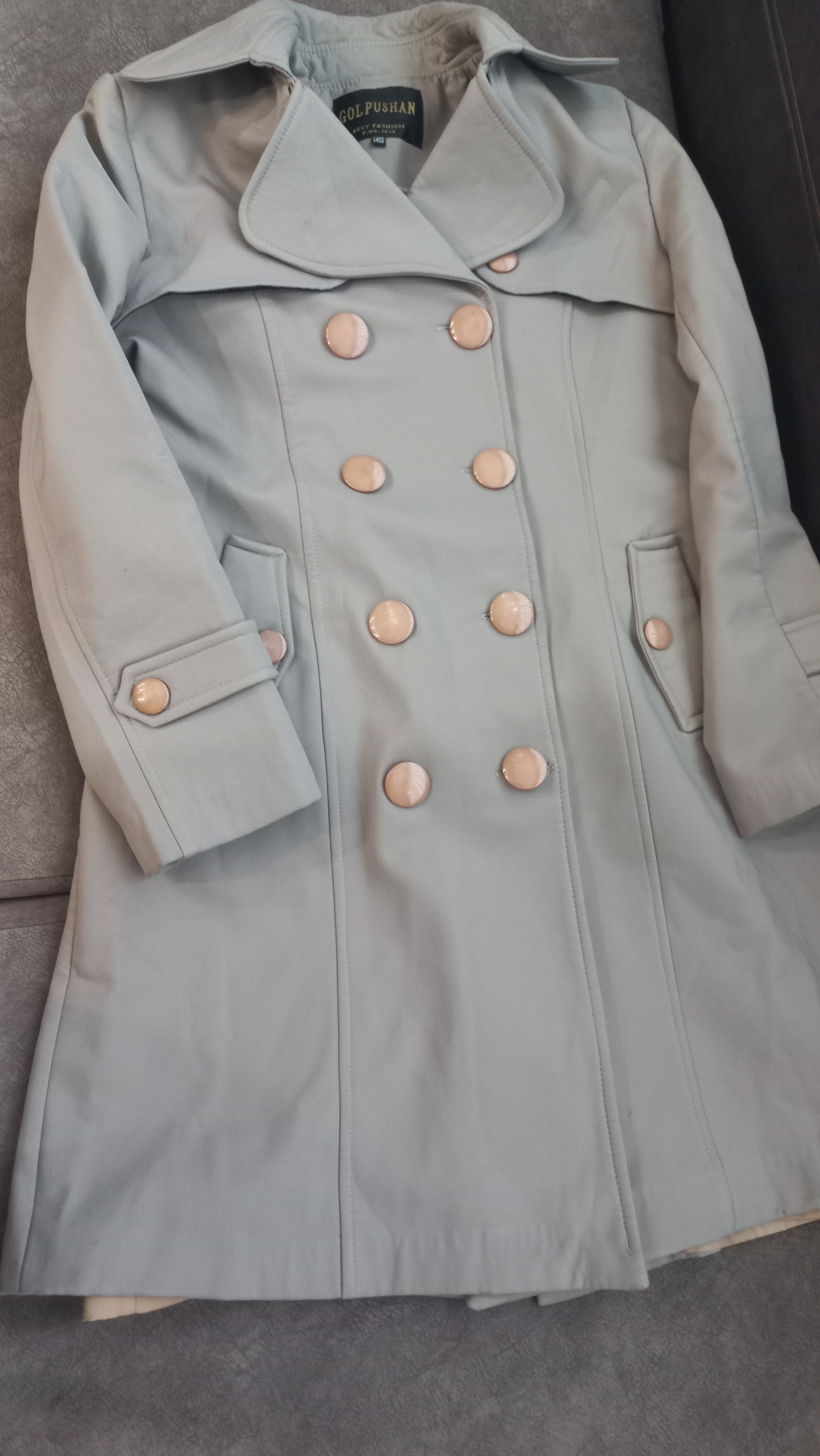 پالتو بارانی دو لایه زخیم طوسی روشن سایز L