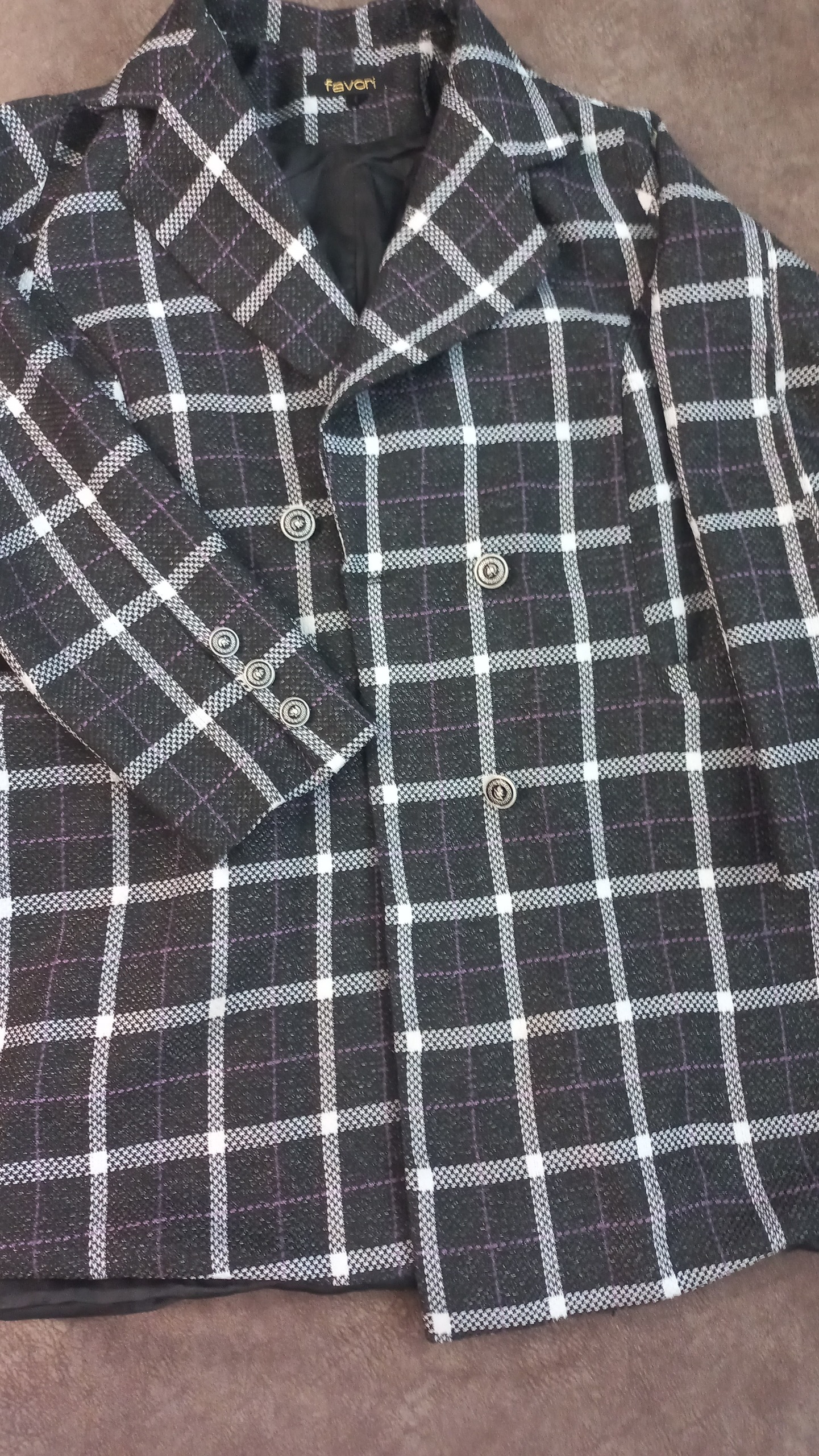 پالتو استر دار چهارخونه طوسی سایز xL