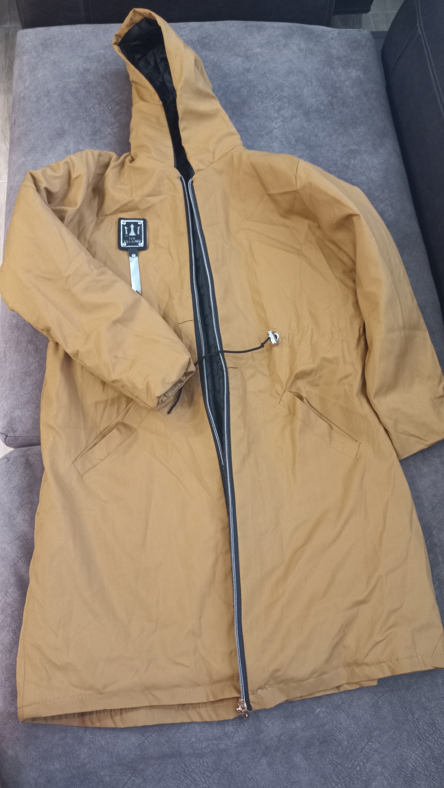 پالتو پاییزه استر دار خردلی سایزxL