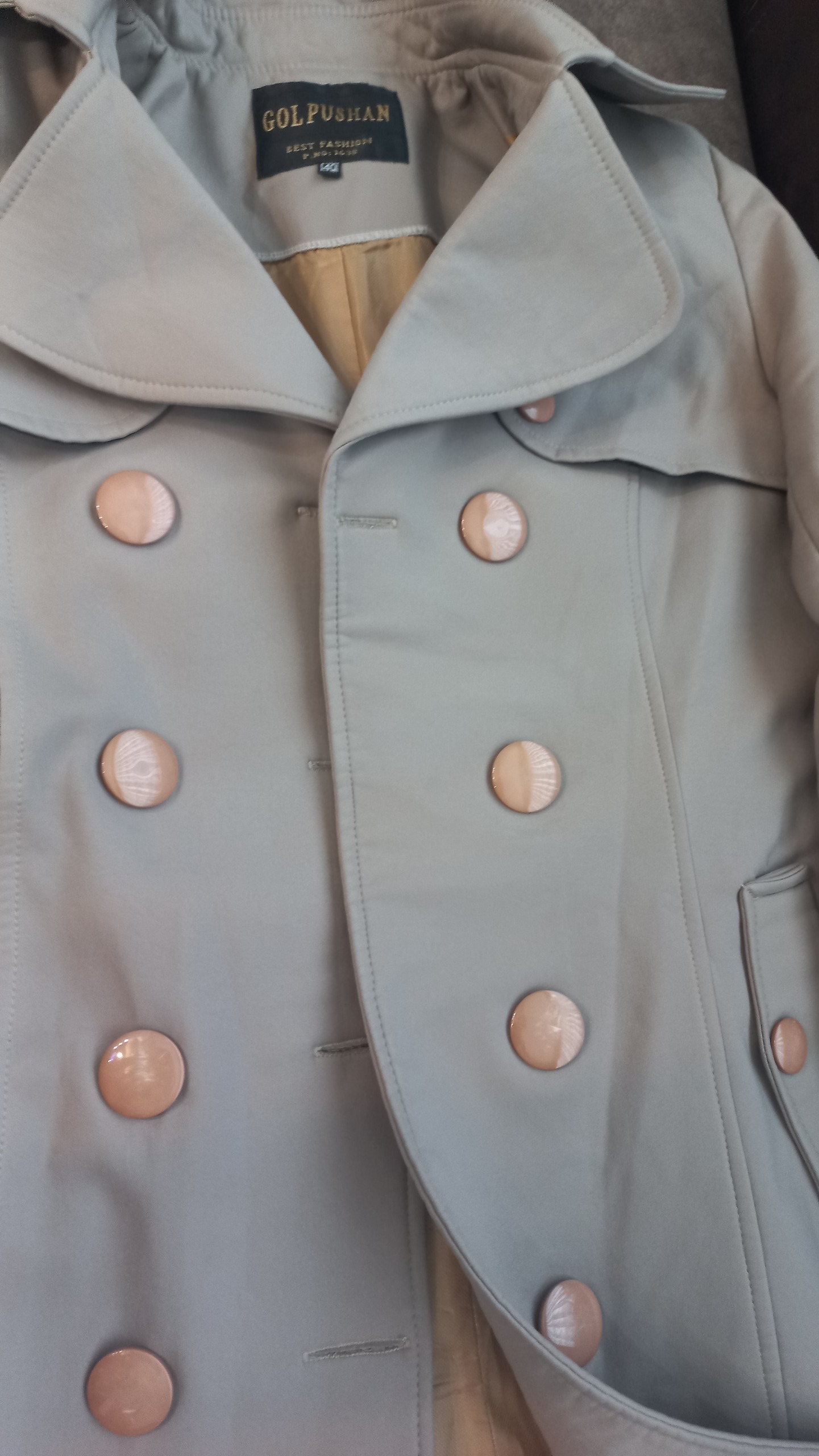 پالتو بارانی شمعی دو لایه زخیم طوسی روشن سایز L