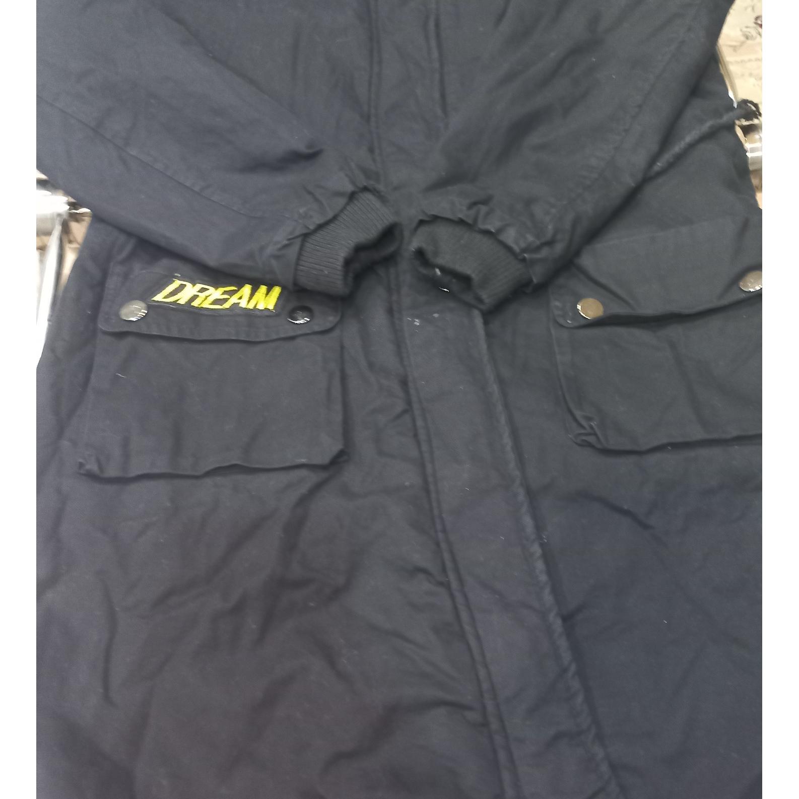 کاپشن کلاه دار داخل پشم ساده مشکی سایز Lx قد 80