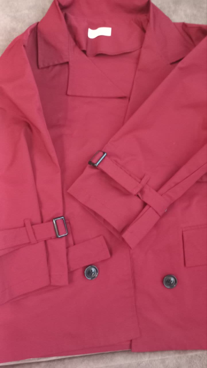 بارانی زرشکی رنگ سایز L جنس شمعی