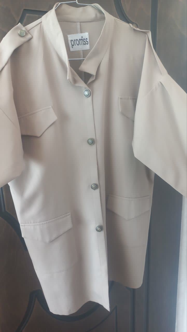 مانتو ریون کرم طرح جیب سایز XL طرح جیب