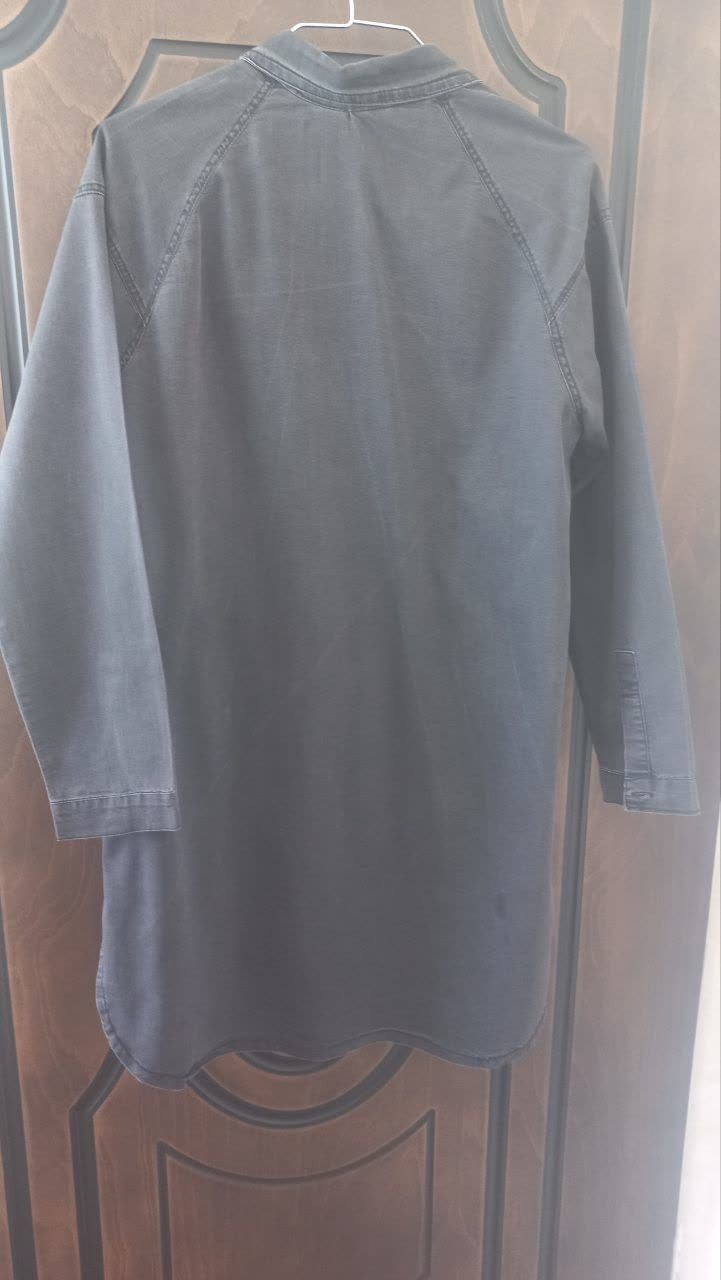 مانتو جین طوسی تیره طرح زیپ دار سایزL